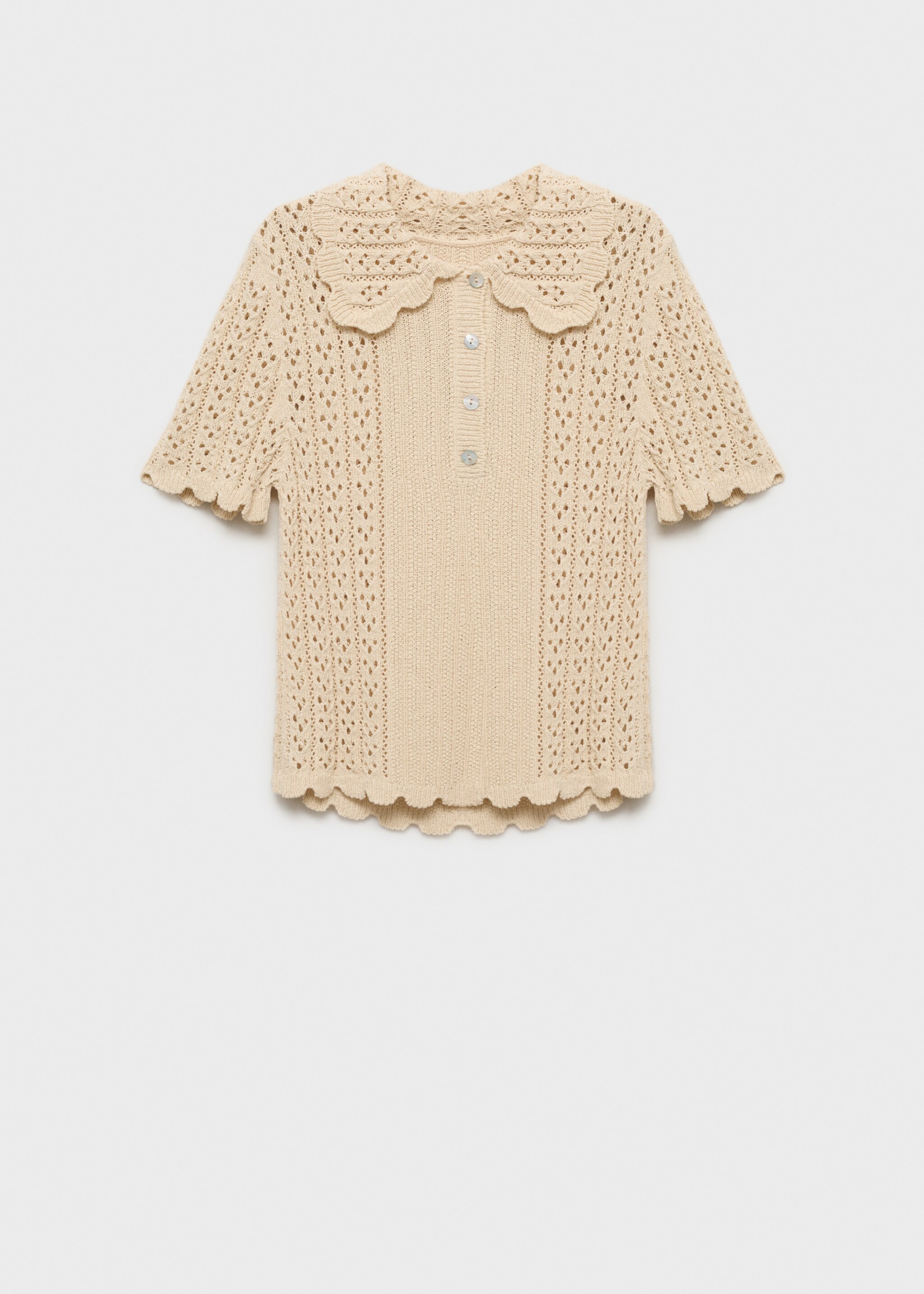 Openwork knitted polo-neck sweater - Article without model, Beige. Ref: 87065767-00.