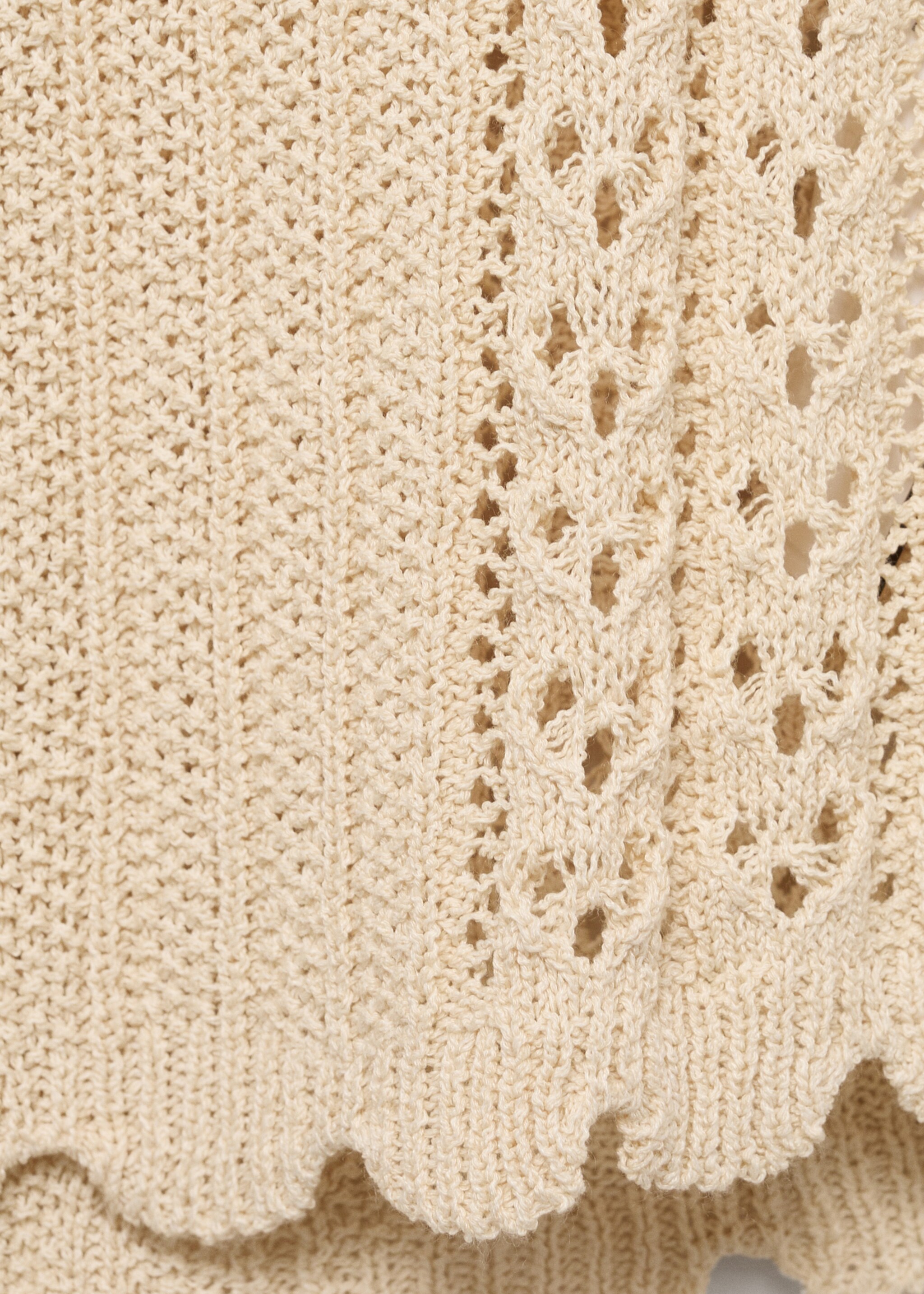 Openwork knitted polo-neck sweater - Details of the article 0, Beige. Ref: 87065767-00.