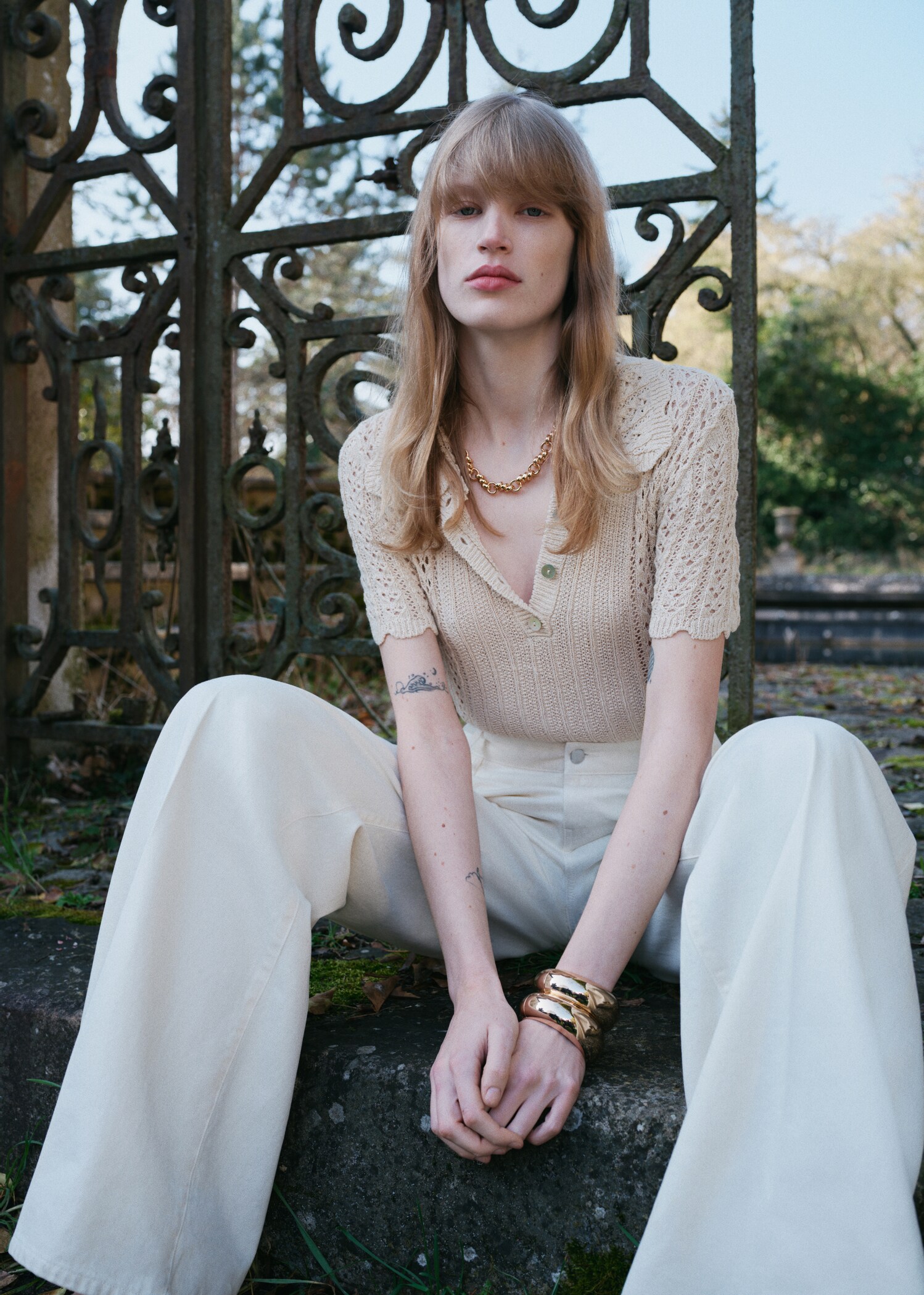 Openwork knitted polo-neck sweater - Details of the article 6