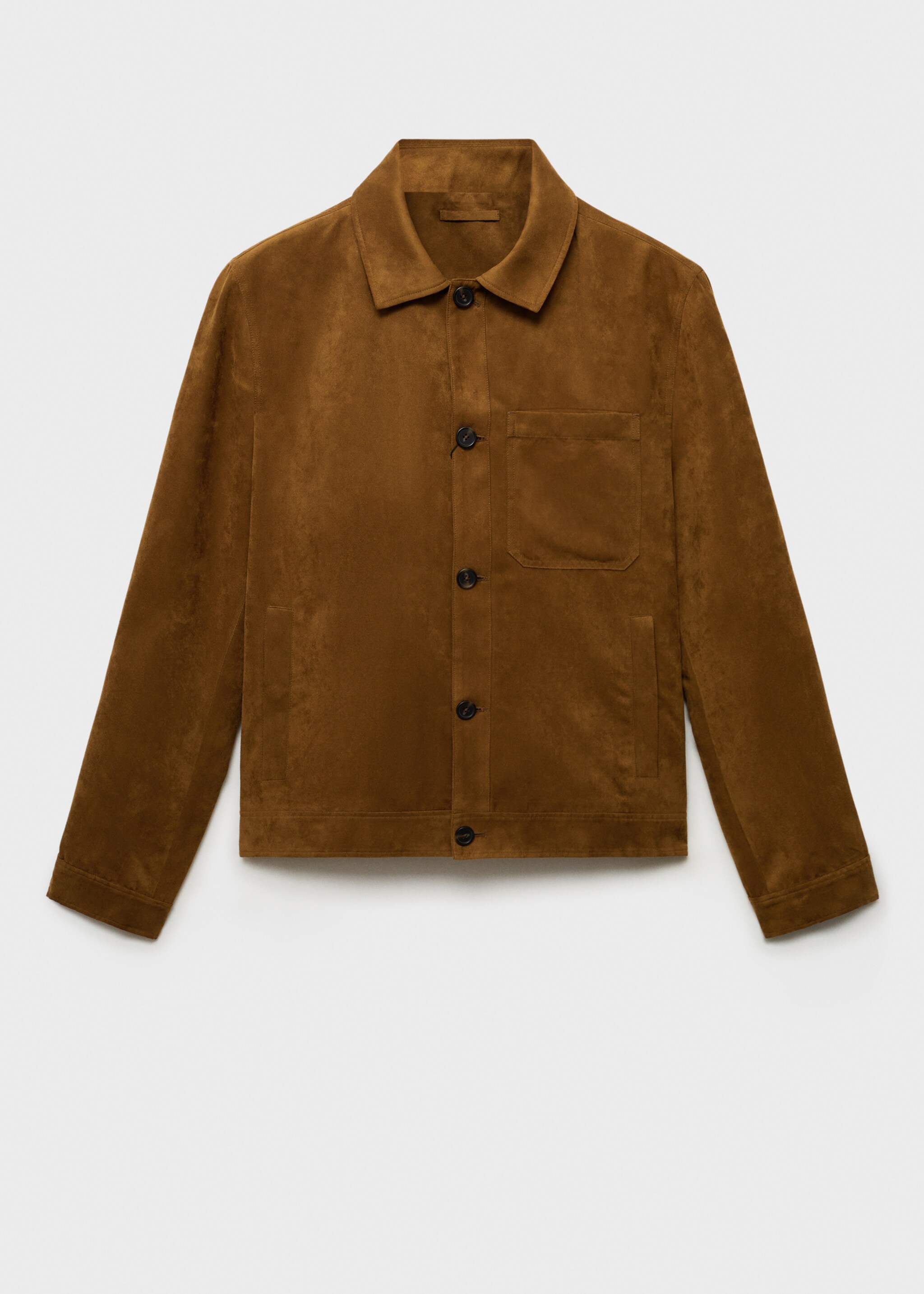 Suede effect overshirt - Article without model, Cognac. Ref: 87065916-00.