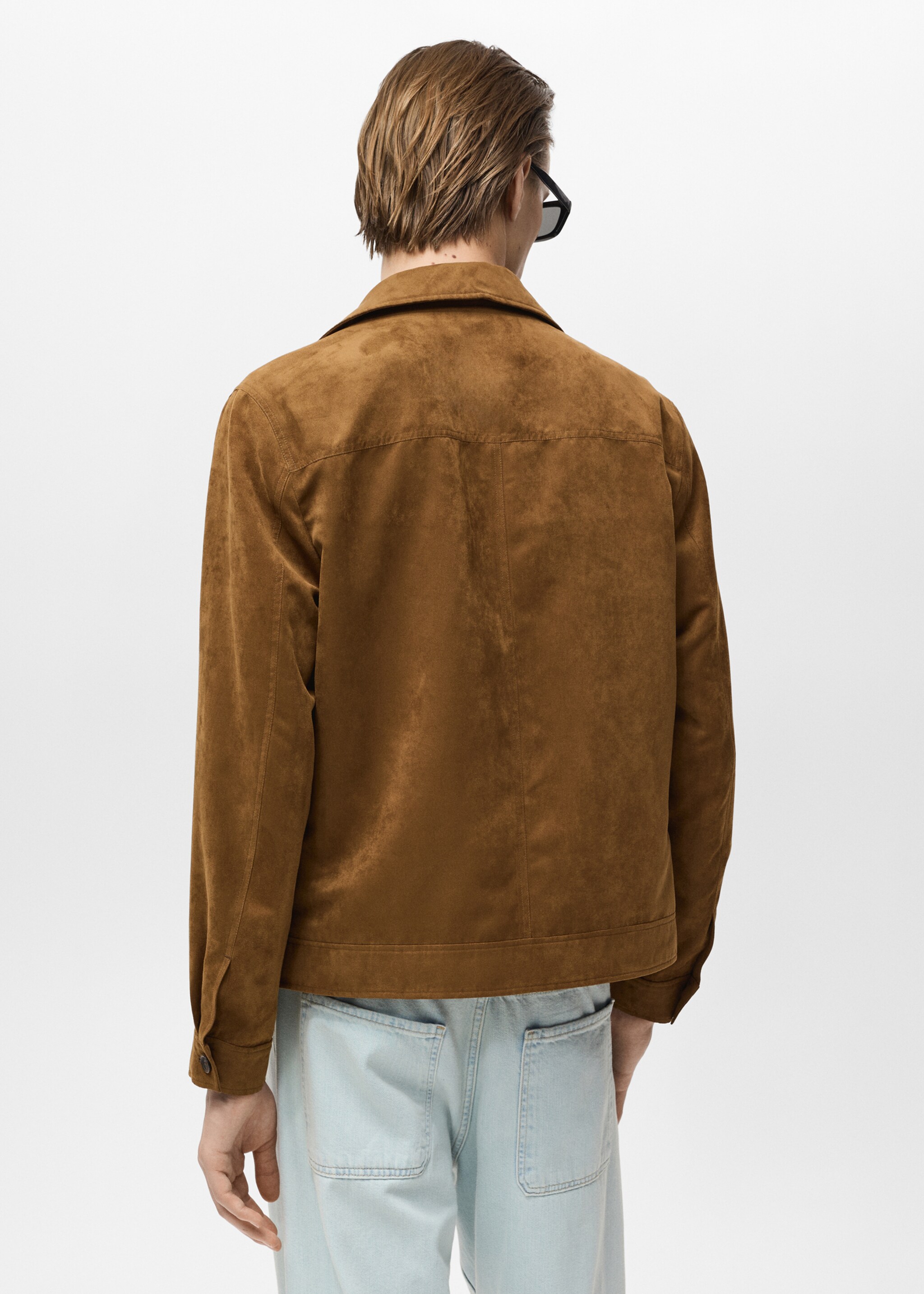 Suede effect overshirt - Reverse of the article, Cognac. Ref: 87065916-00.