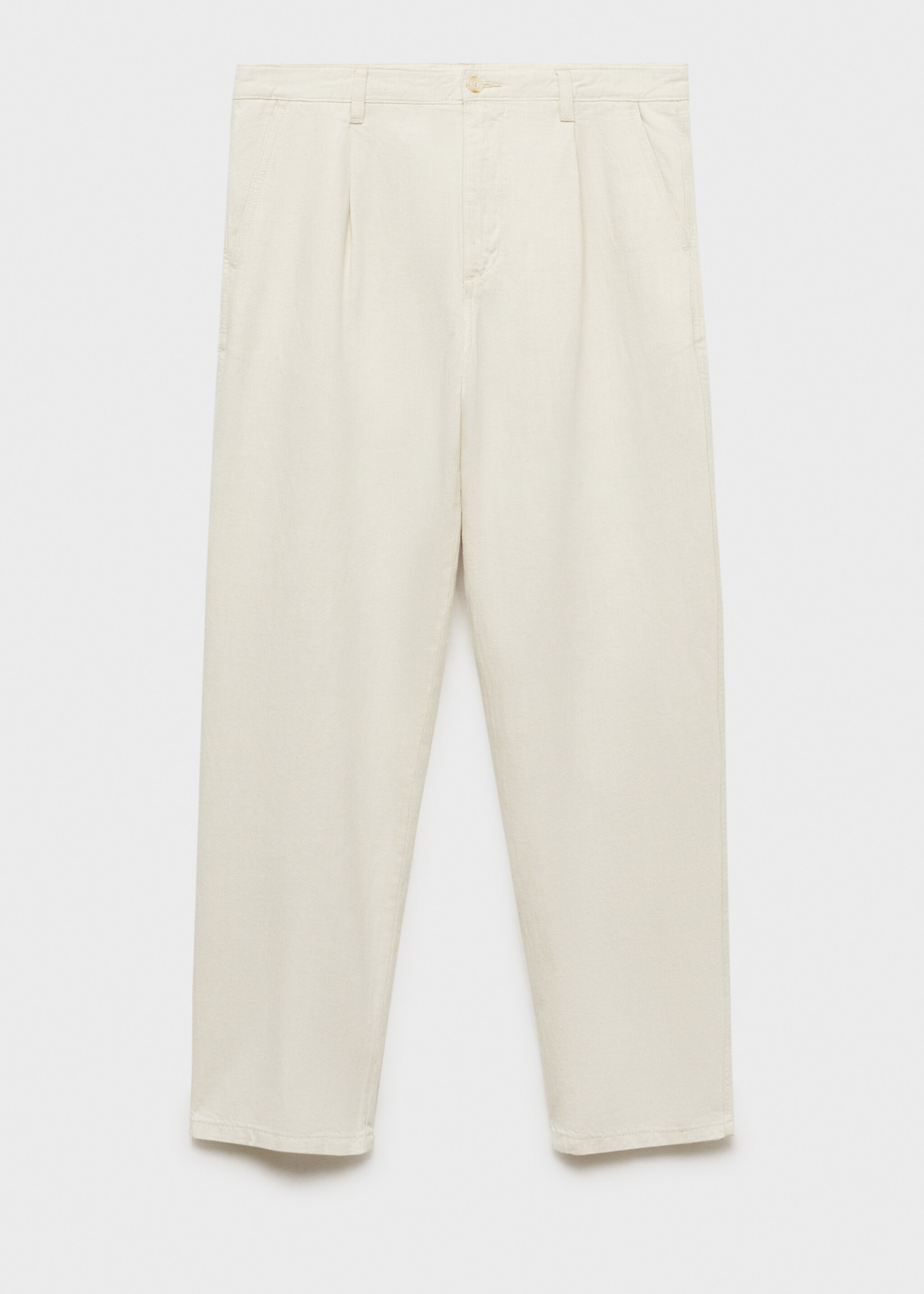 Regular-Fit-Jeans aus Leinenmischgewebe mit Bundfalten - Artikel ohne Model, Ecru. Ref: 87065919-00.