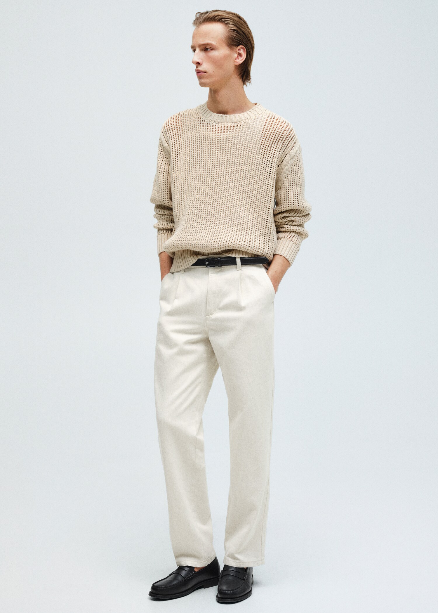 Regular-Fit-Jeans aus Leinenmischgewebe mit Bundfalten - Detail des Artikels 3