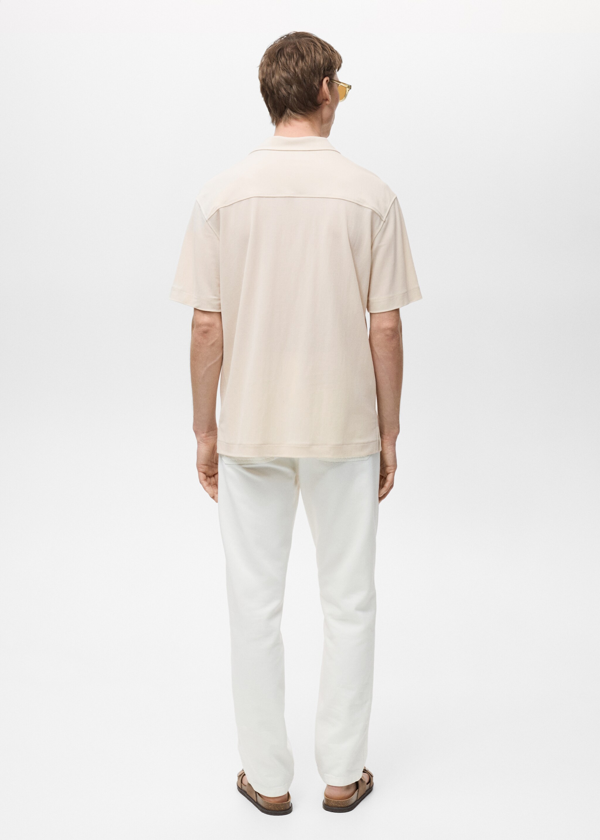 Modal shirt with bowling collar - Reverse of the article, Beige. Ref: 87065923-00.
