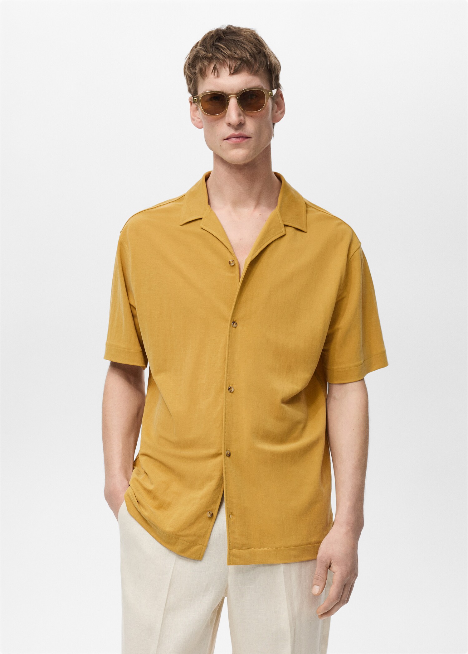 Modal shirt with bowling collar - Medium plane