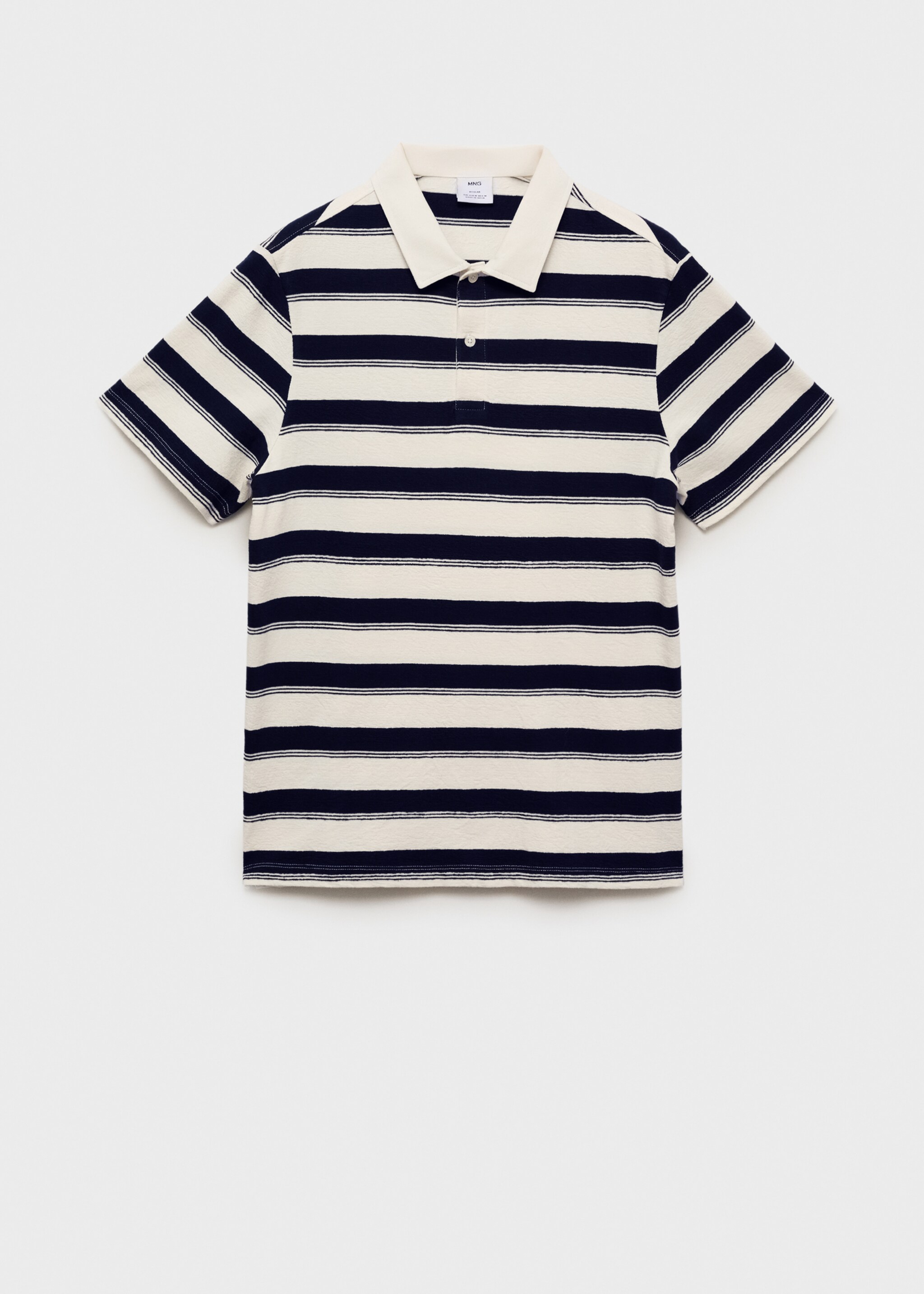 100% cotton striped polo shirt - Article without model, Dark Navy. Ref: 87065931-00.