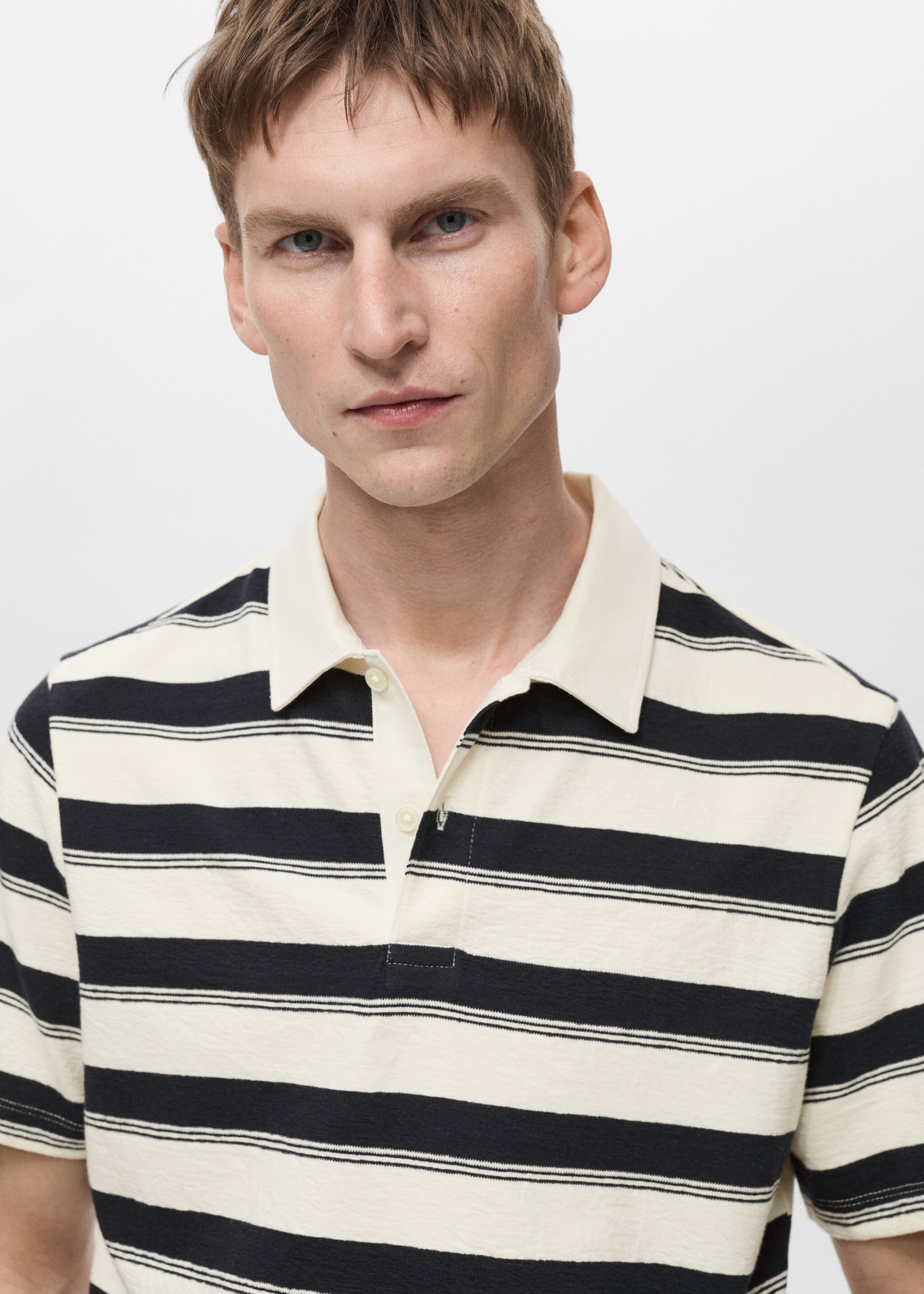 100% cotton striped polo shirt - Details of the article 1, Dark Navy. Ref: 87065931-00.