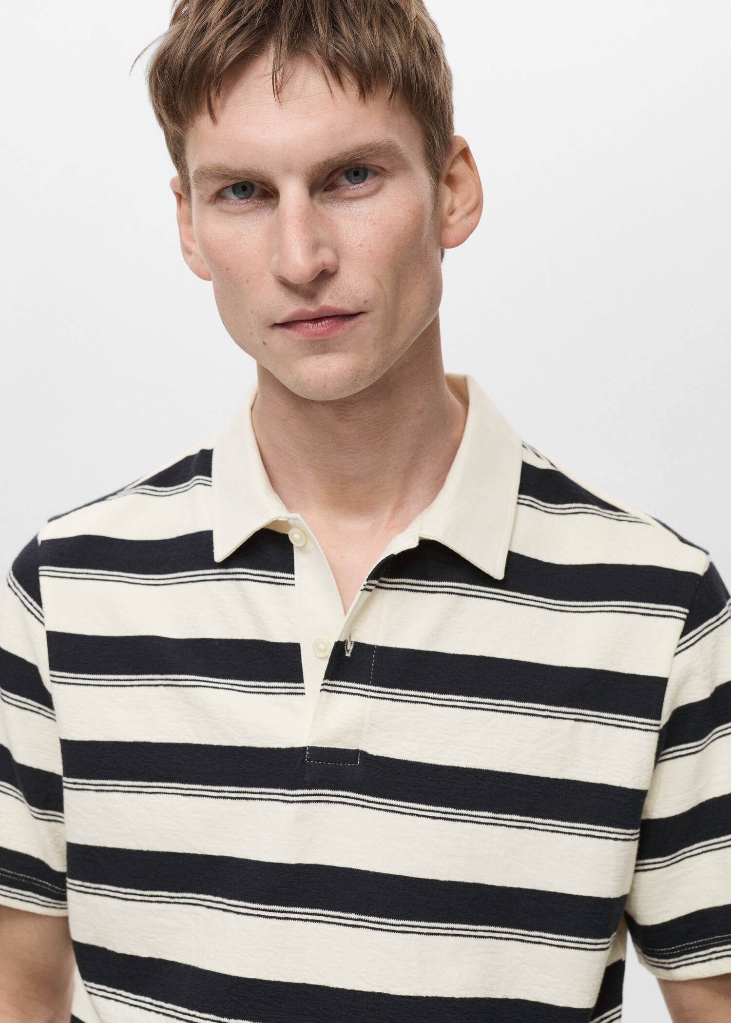100% cotton striped polo shirt - Details of the article 1