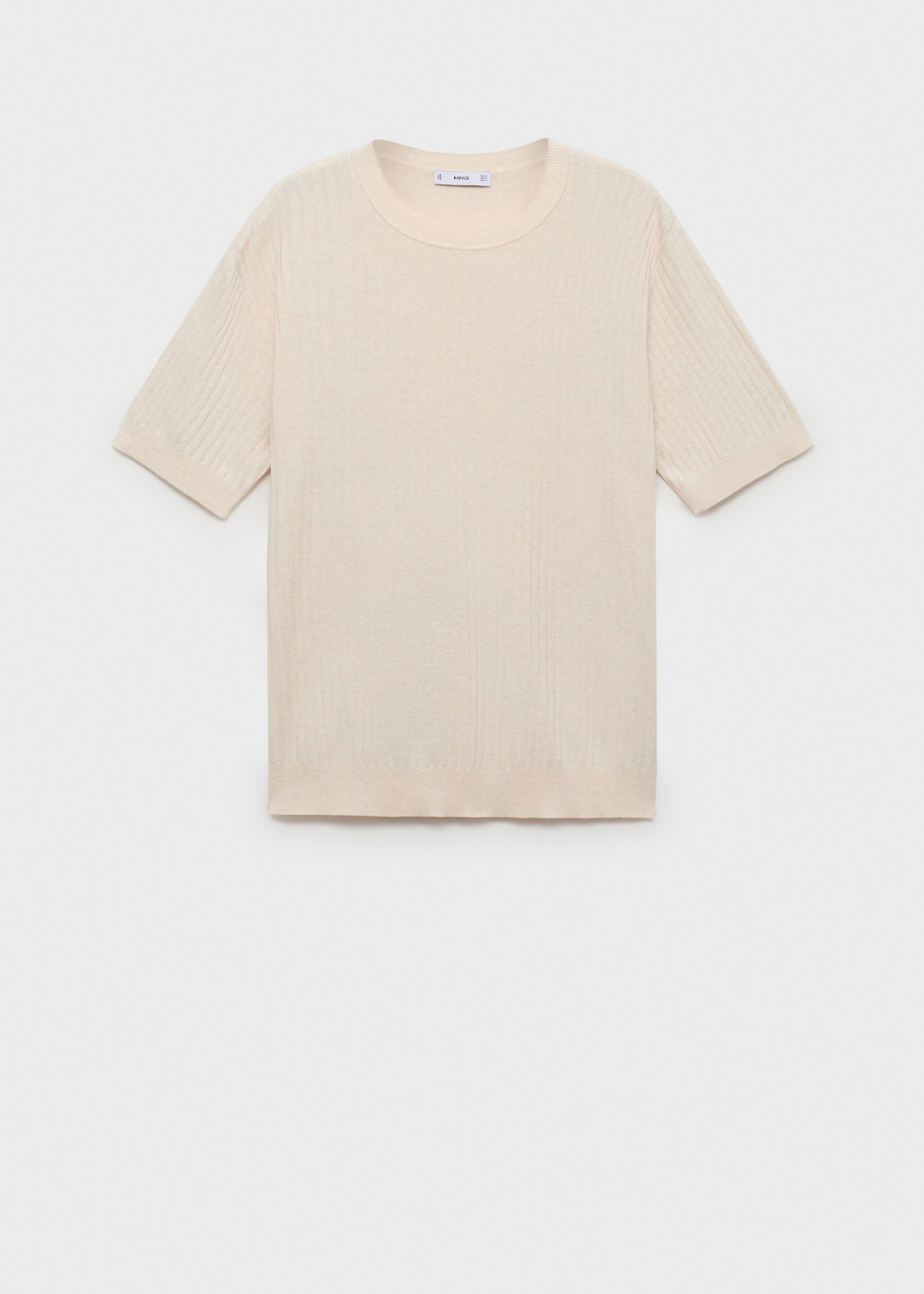 Textured striped T-shirt - Article without model, Ivory White. Ref: 87065933-00.