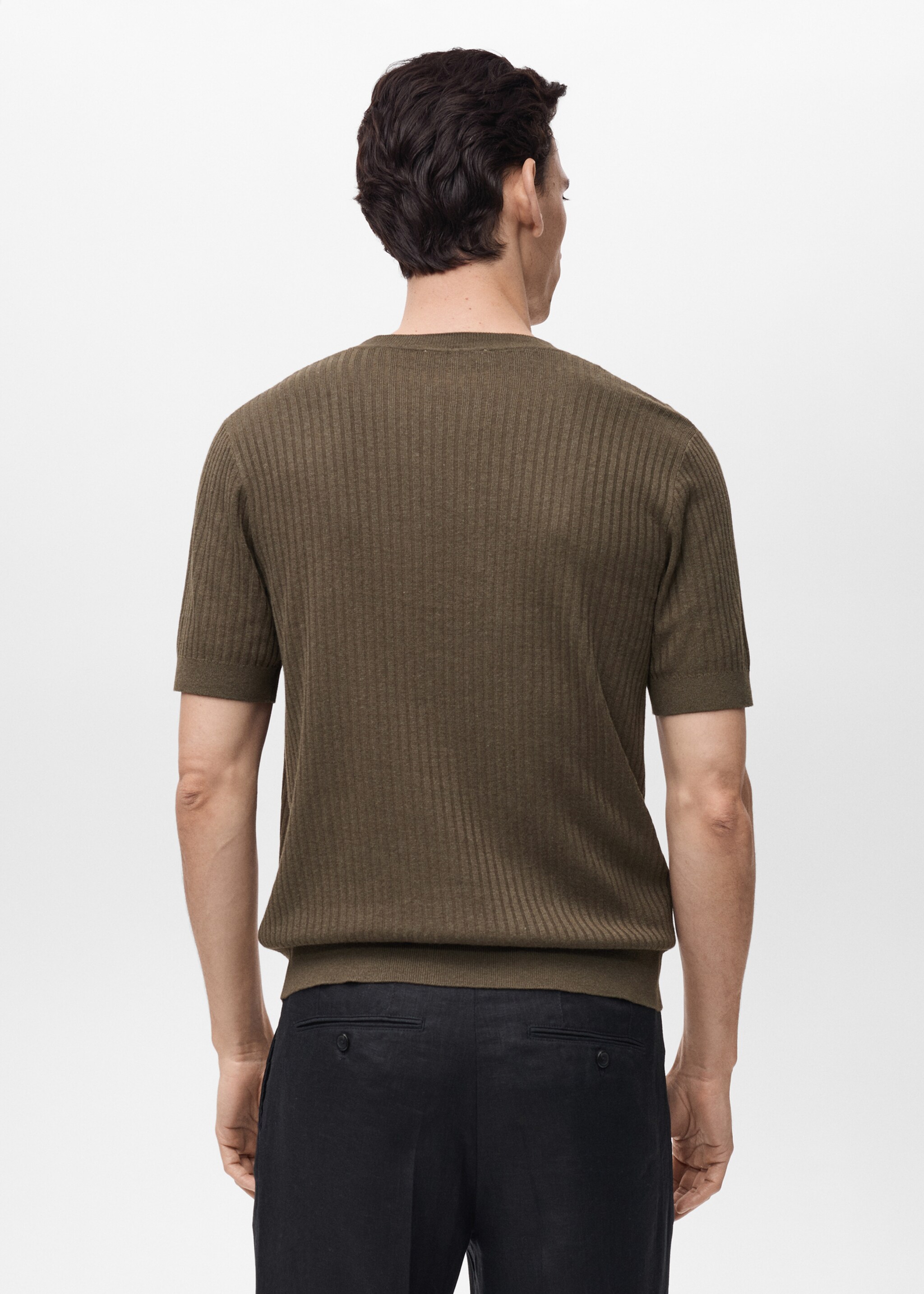 Textured striped T-shirt - Reverse of the article, Brown. Ref: 87065933-00.