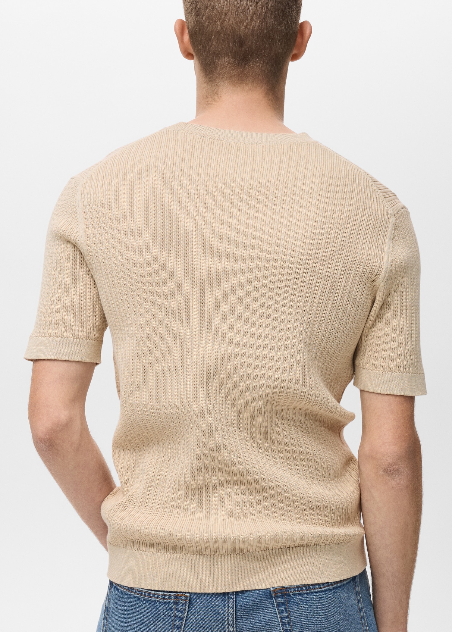 Braided cotton knitted T-shirt - Reverse of the article