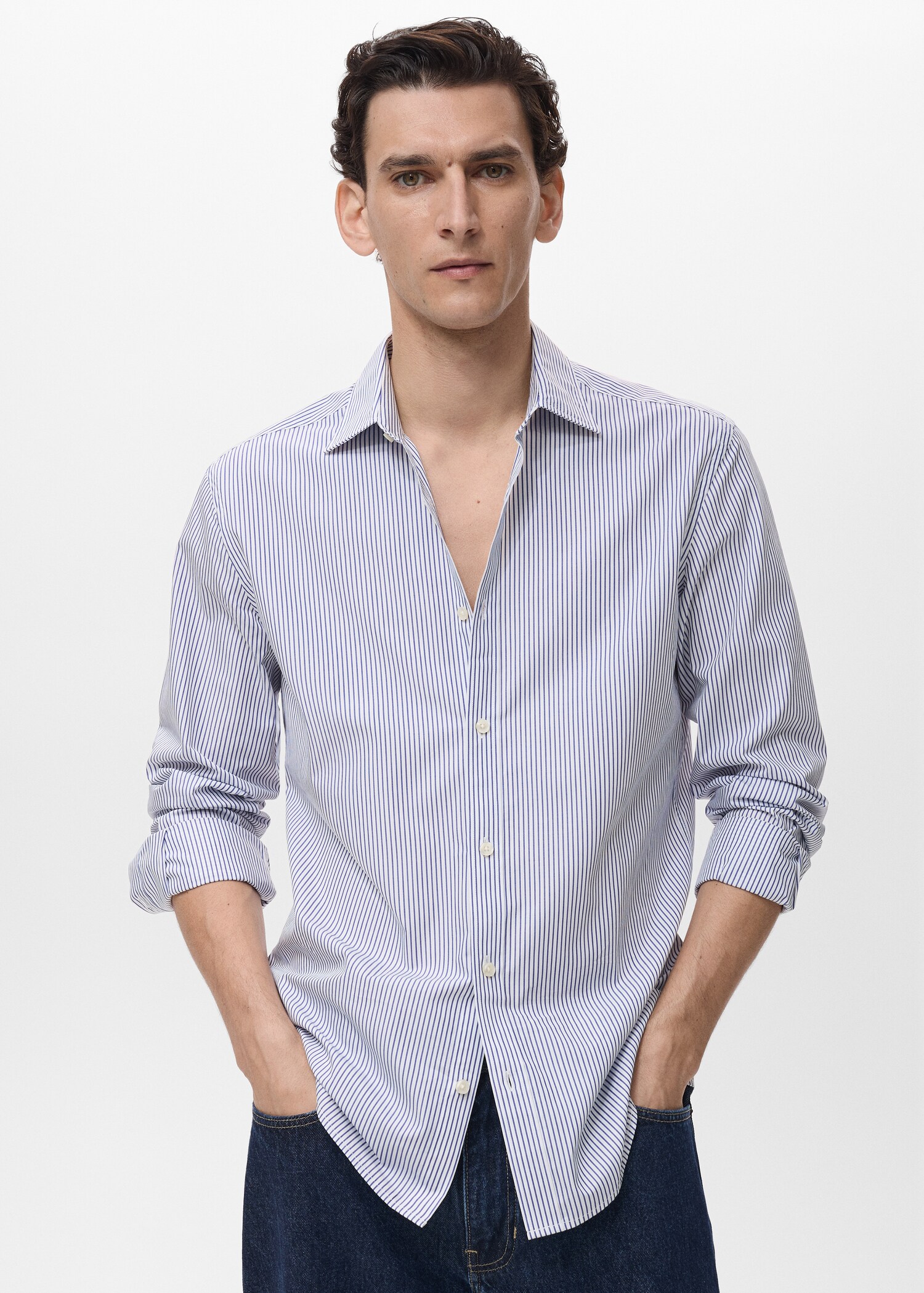 100% cotton slim-fit striped shirt - Medium plane