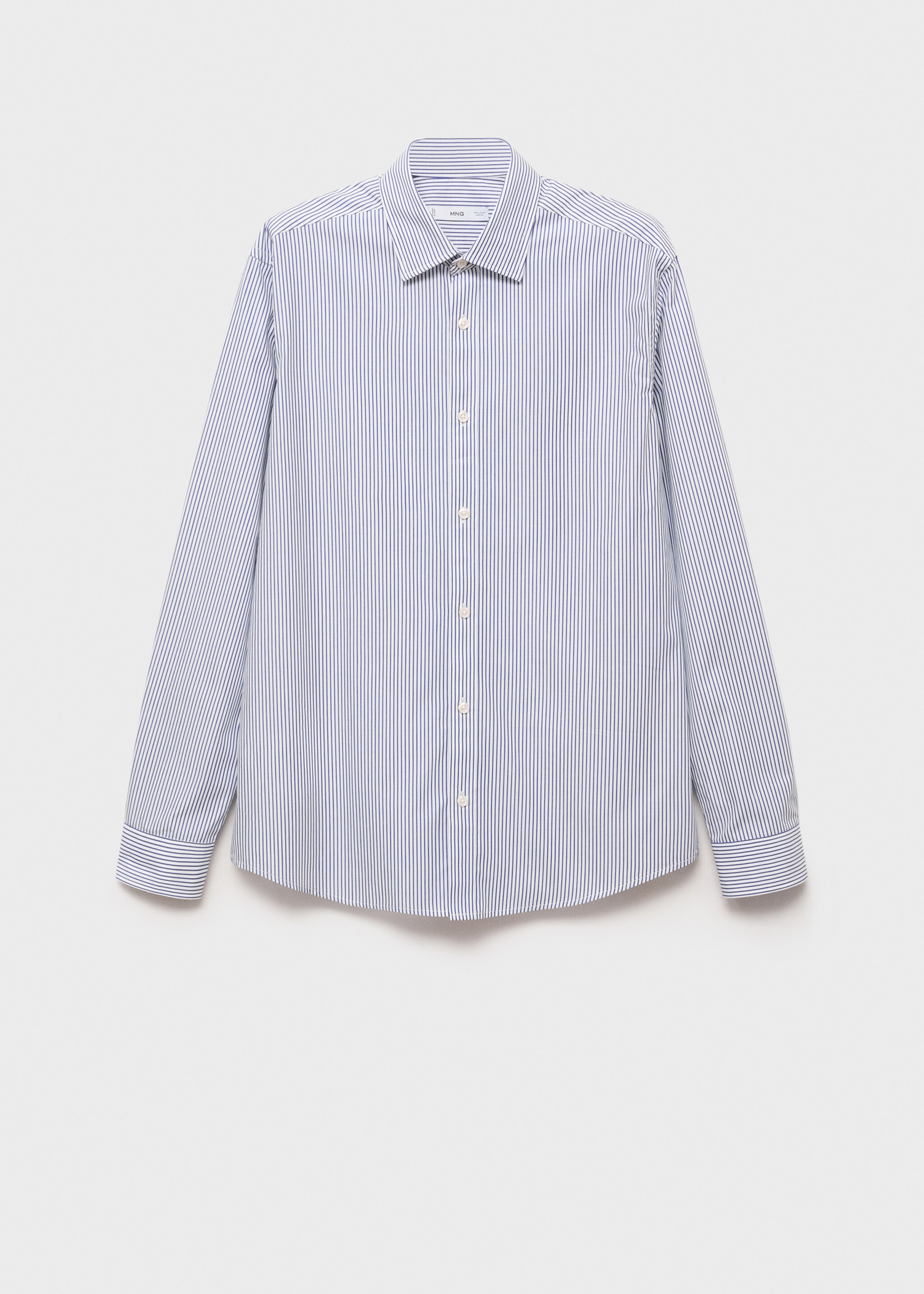 100% cotton slim-fit striped shirt - Article without model, Blue. Ref: 87065937-00.