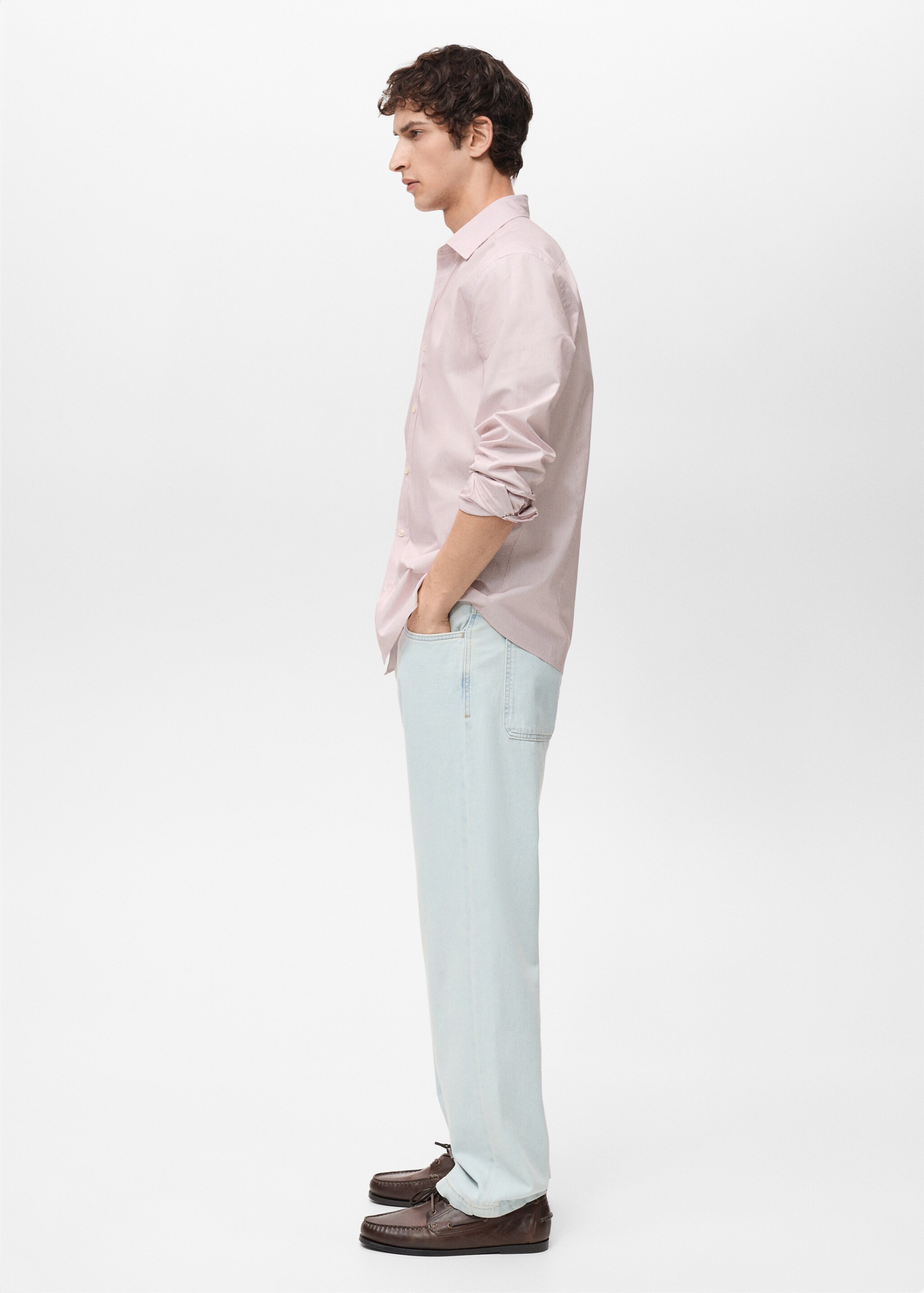 Camisa 100% algodón rayas slim fit - Detalle del artículo 2, Rojo. Ref: 87065937-00.