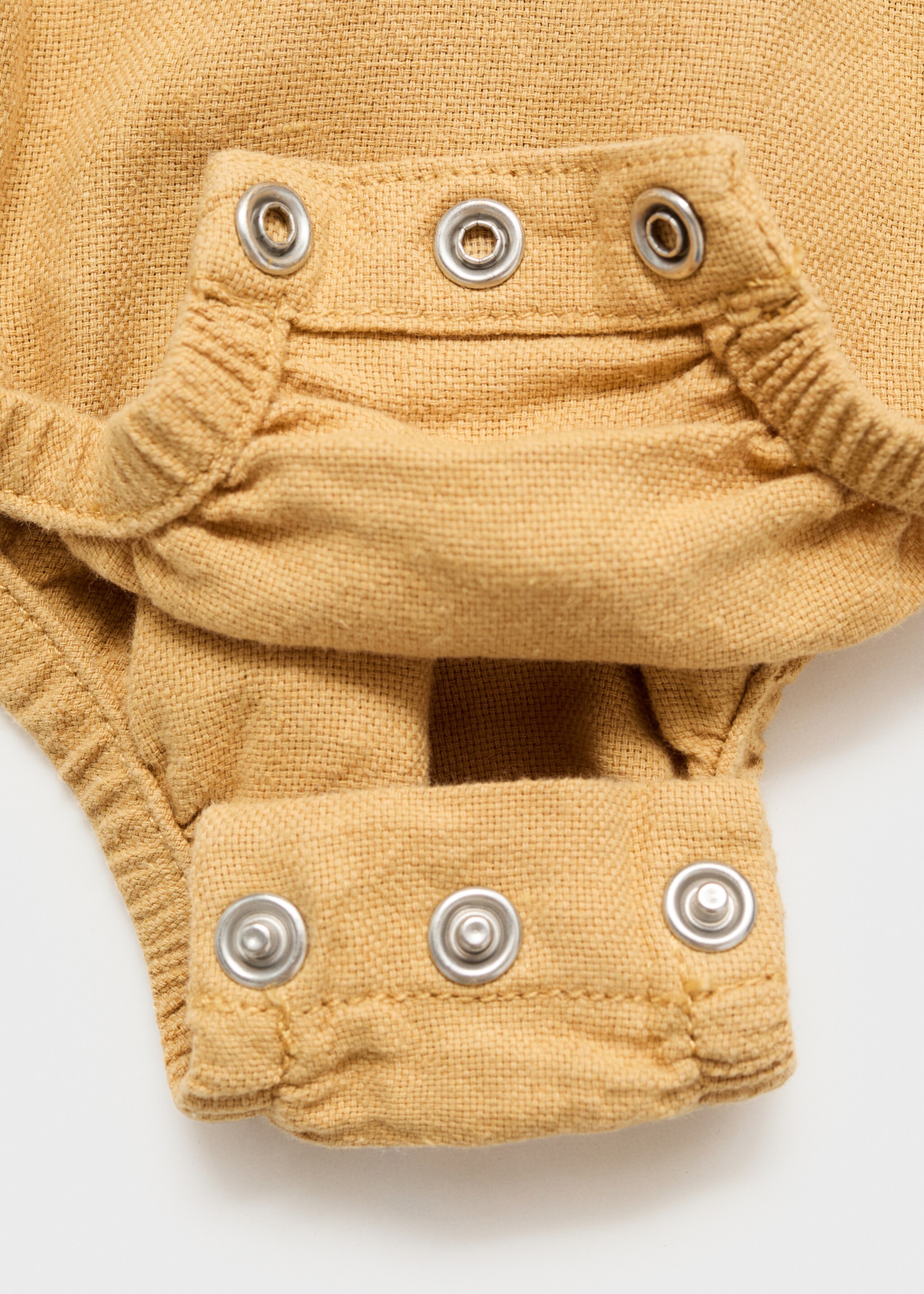Linen and cotton playsuit - Details of the article 0, Mustard. Ref: 87065946-00.