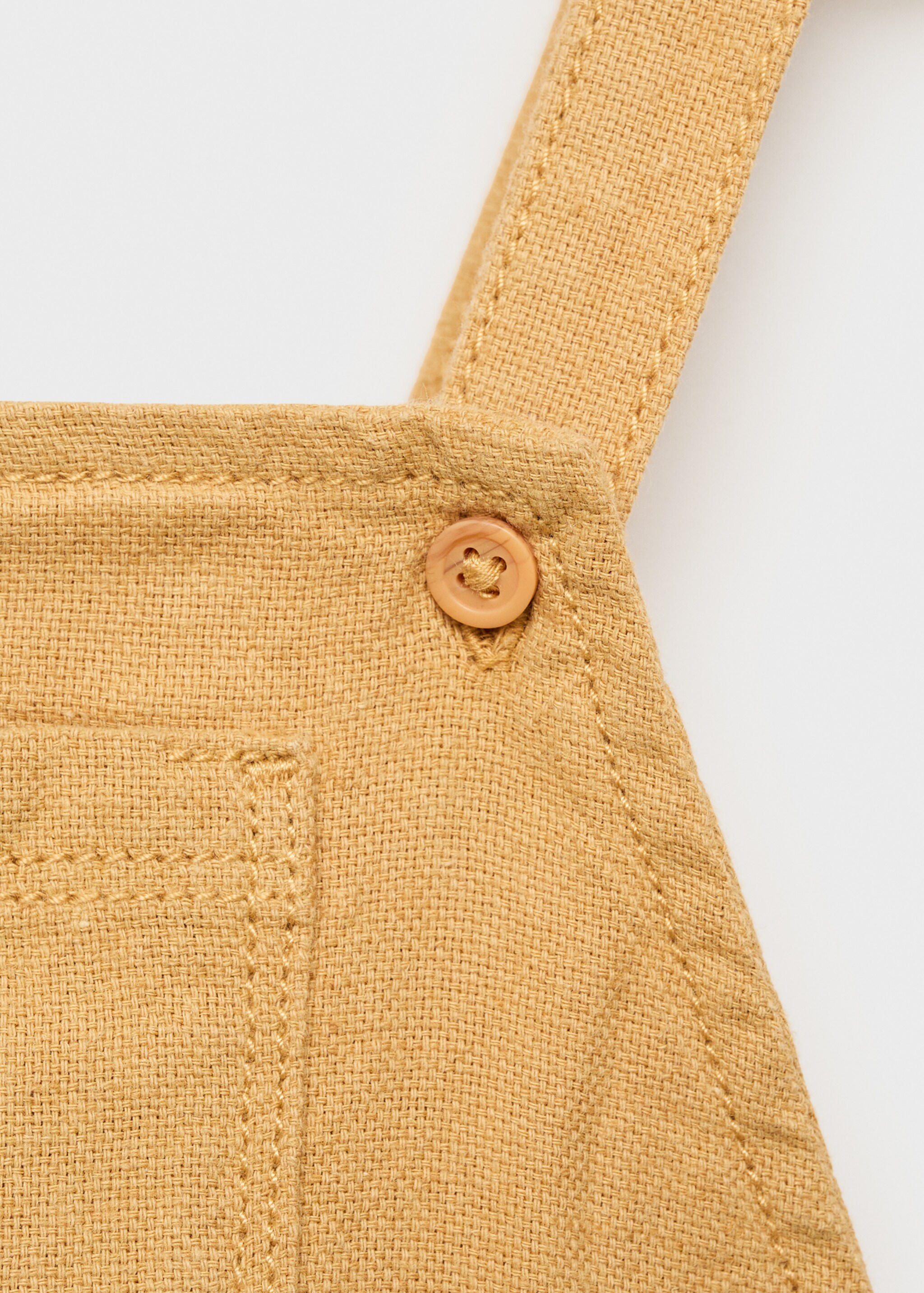 Linen and cotton playsuit - Details of the article 8, Mustard. Ref: 87065946-00.
