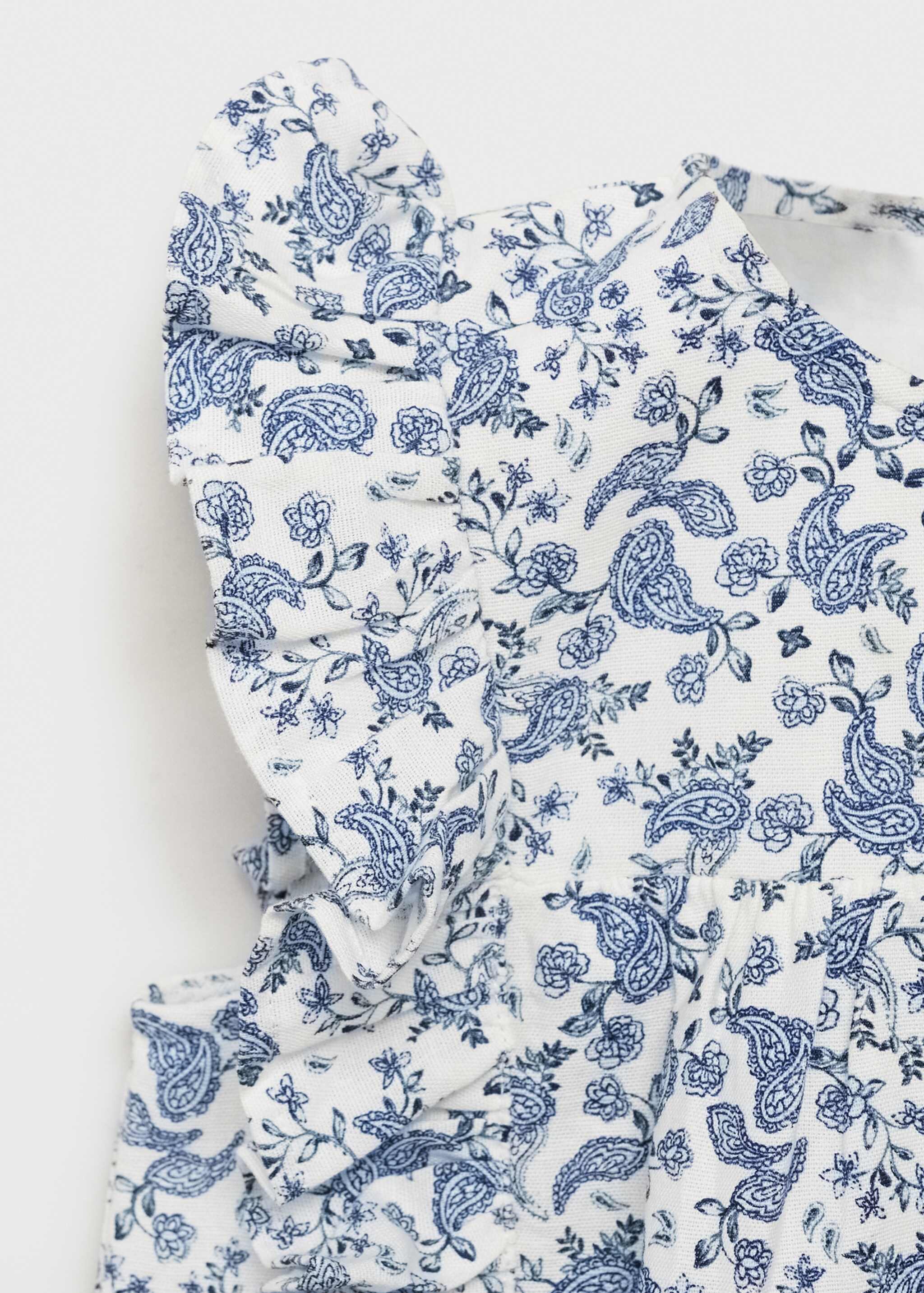 Ruffled printed dress - Details of the article 8, White. Ref: 87065947-00.
