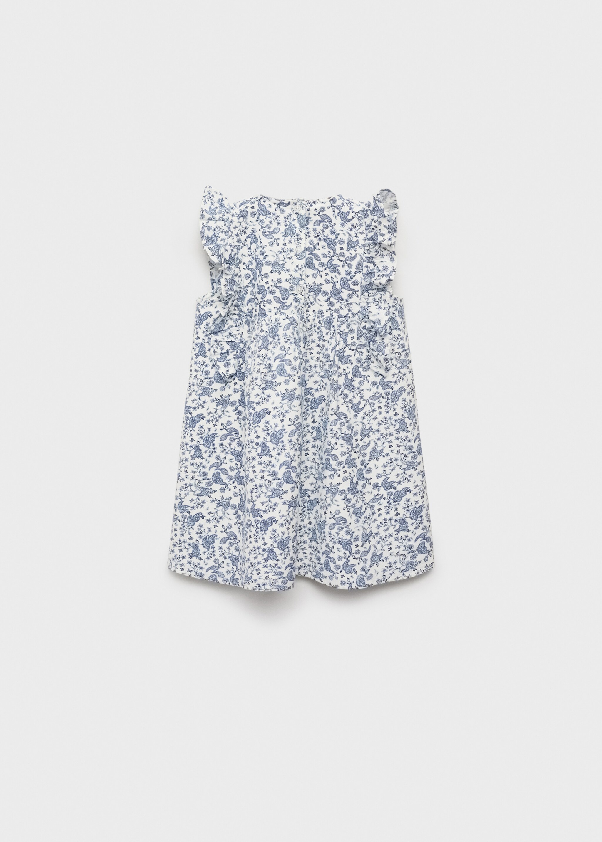 Ruffled printed dress - Reverse of the article, White. Ref: 87065947-00.