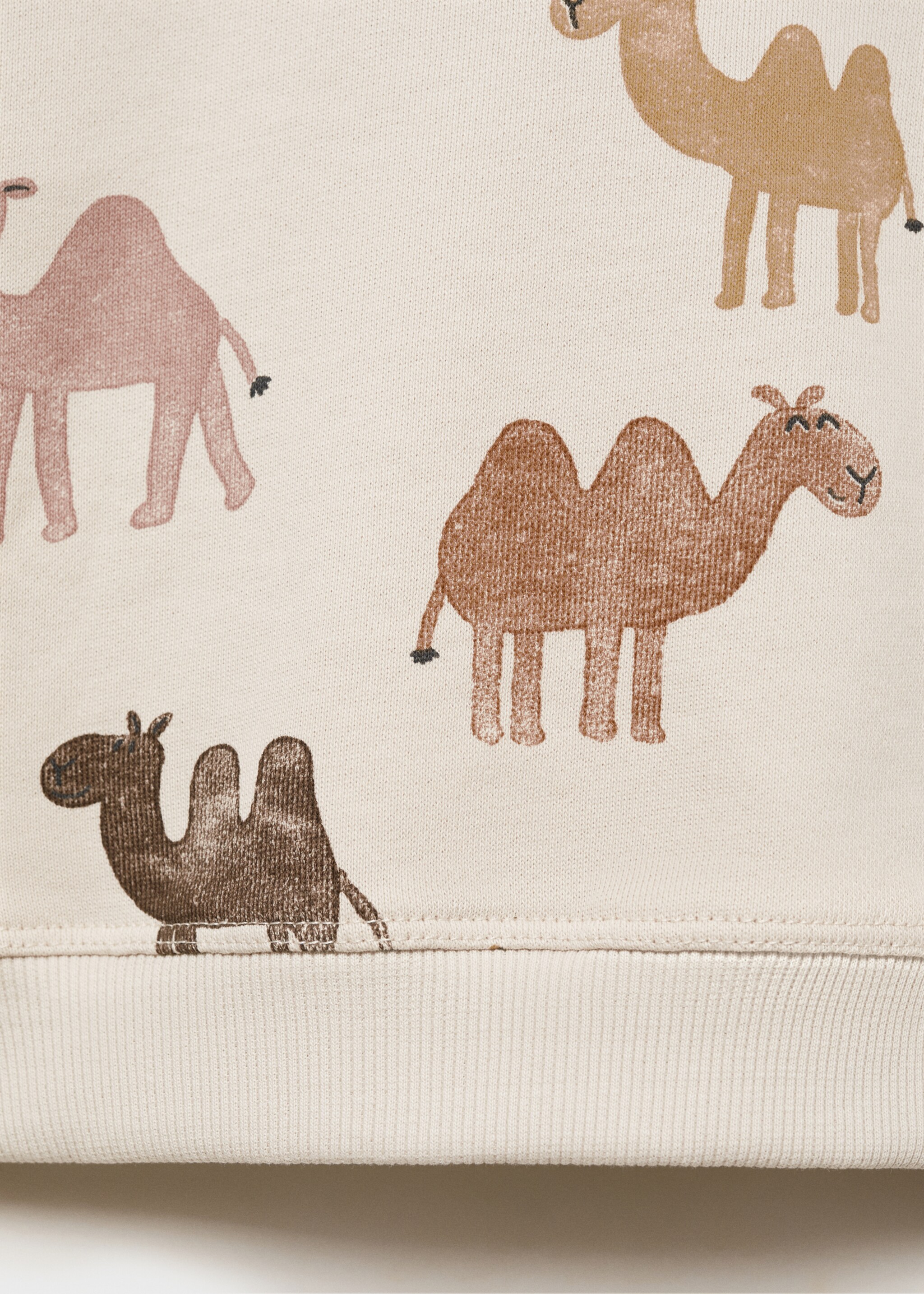 Printed cotton sweatshirt - Details of the article 0, Sand. Ref: 87065961-00.