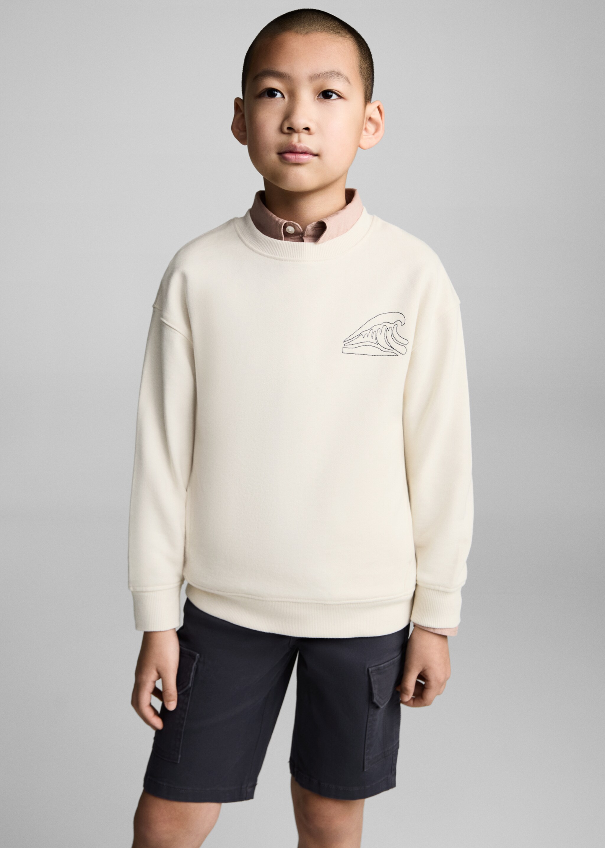 Graphic-print cotton sweatshirt - Medium plane, Ecru. Ref: 87065978-00.