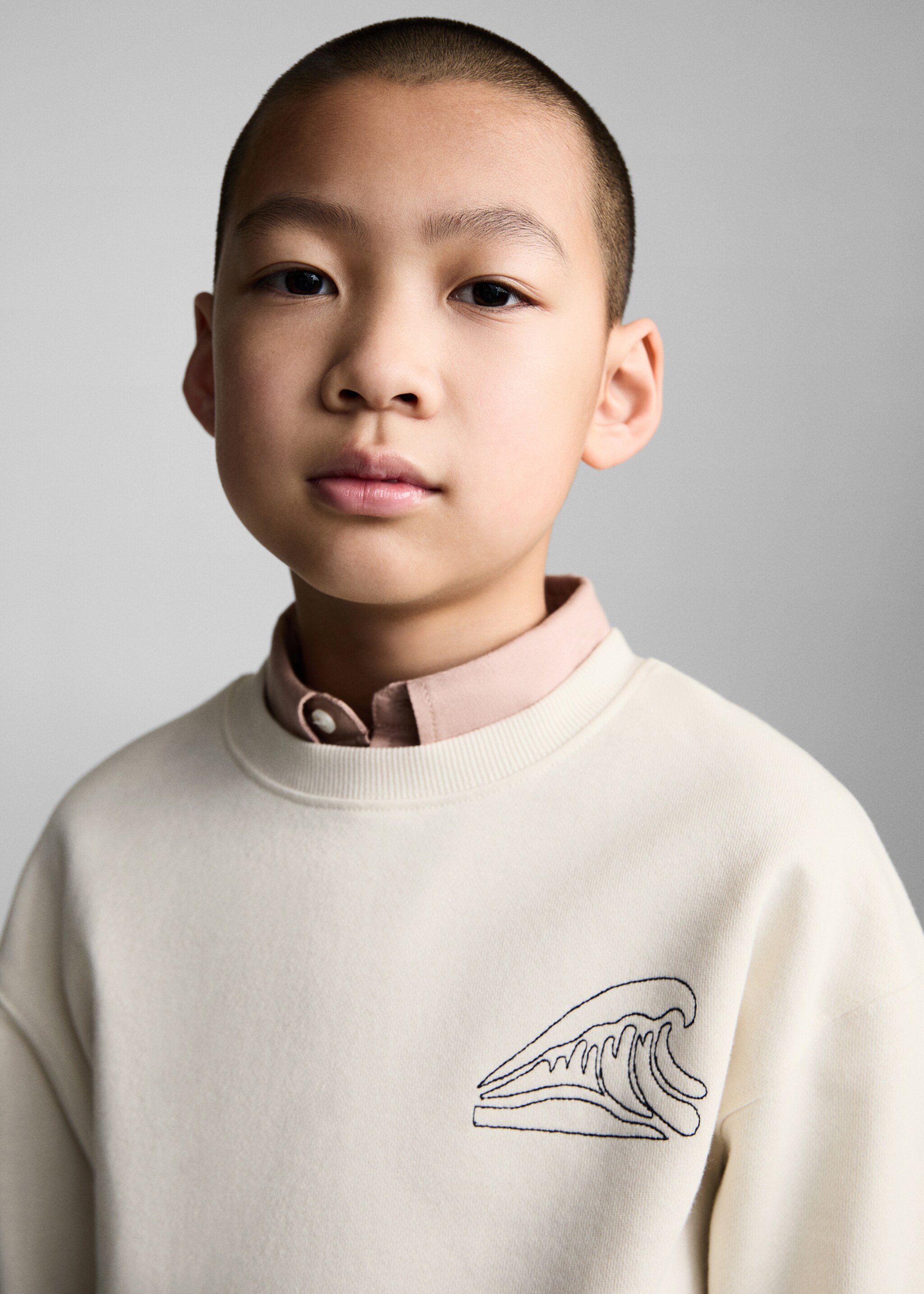 Graphic-print cotton sweatshirt - Details of the article 1, Ecru. Ref: 87065978-00.