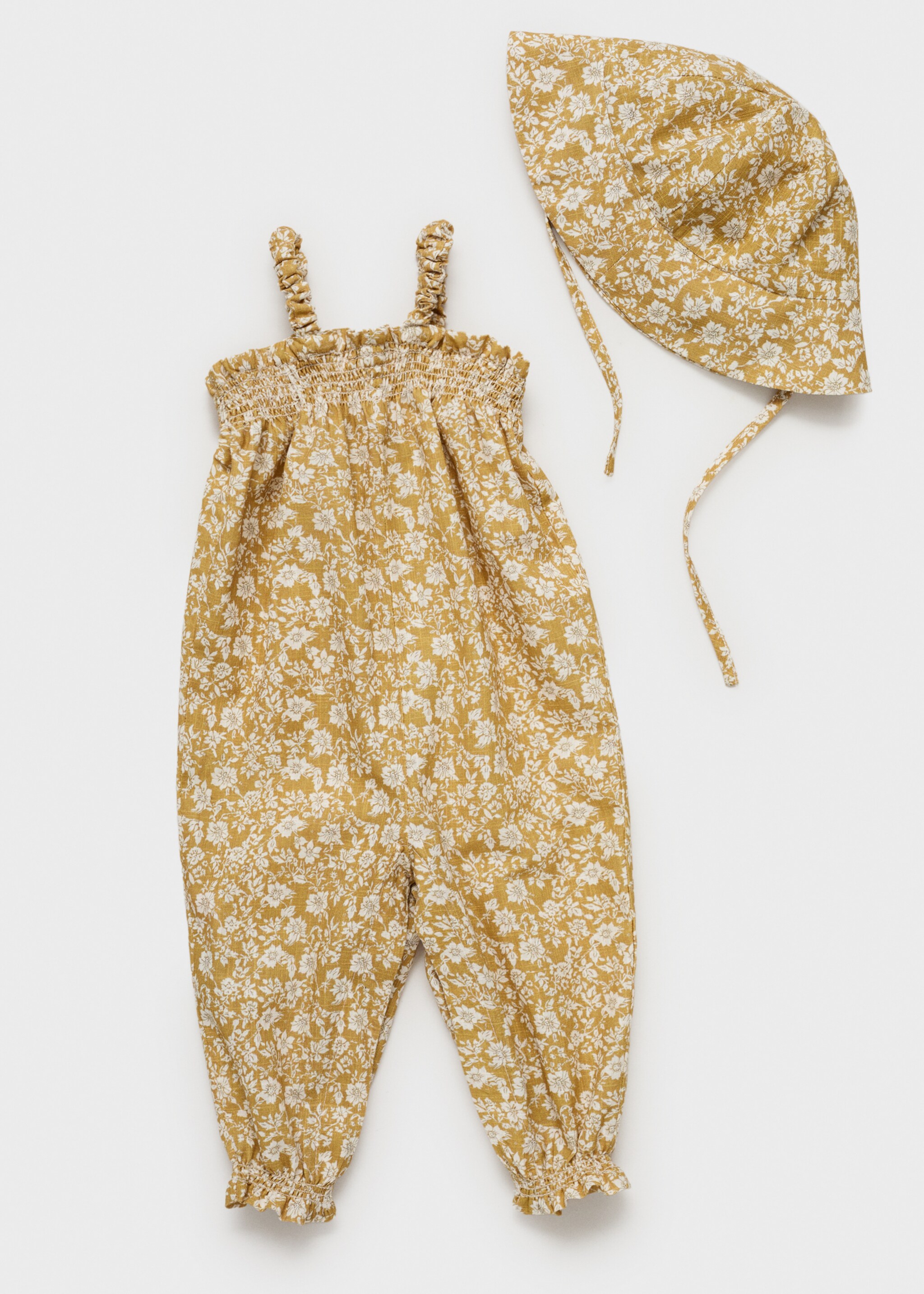 Gemusterte Baumwoll-Latzhose - Detail des Artikels 0, Senfgelb. Ref: 87065985-00.