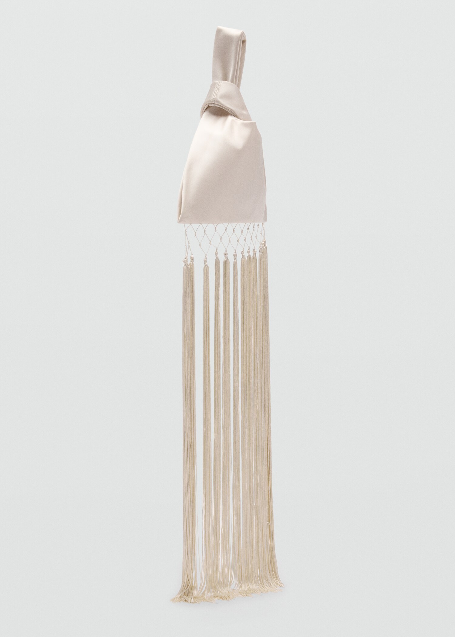 Satin handbag with fringed trim - Medium plane