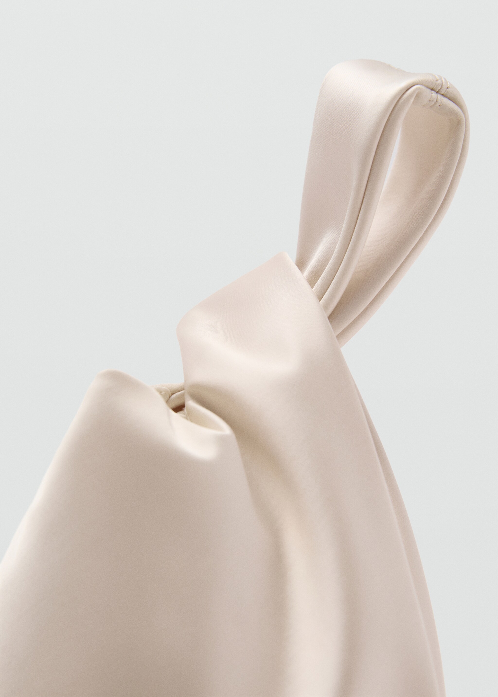 Satin handbag with fringed trim - Details of the article 1, Ecru. Ref: 87066364-00.