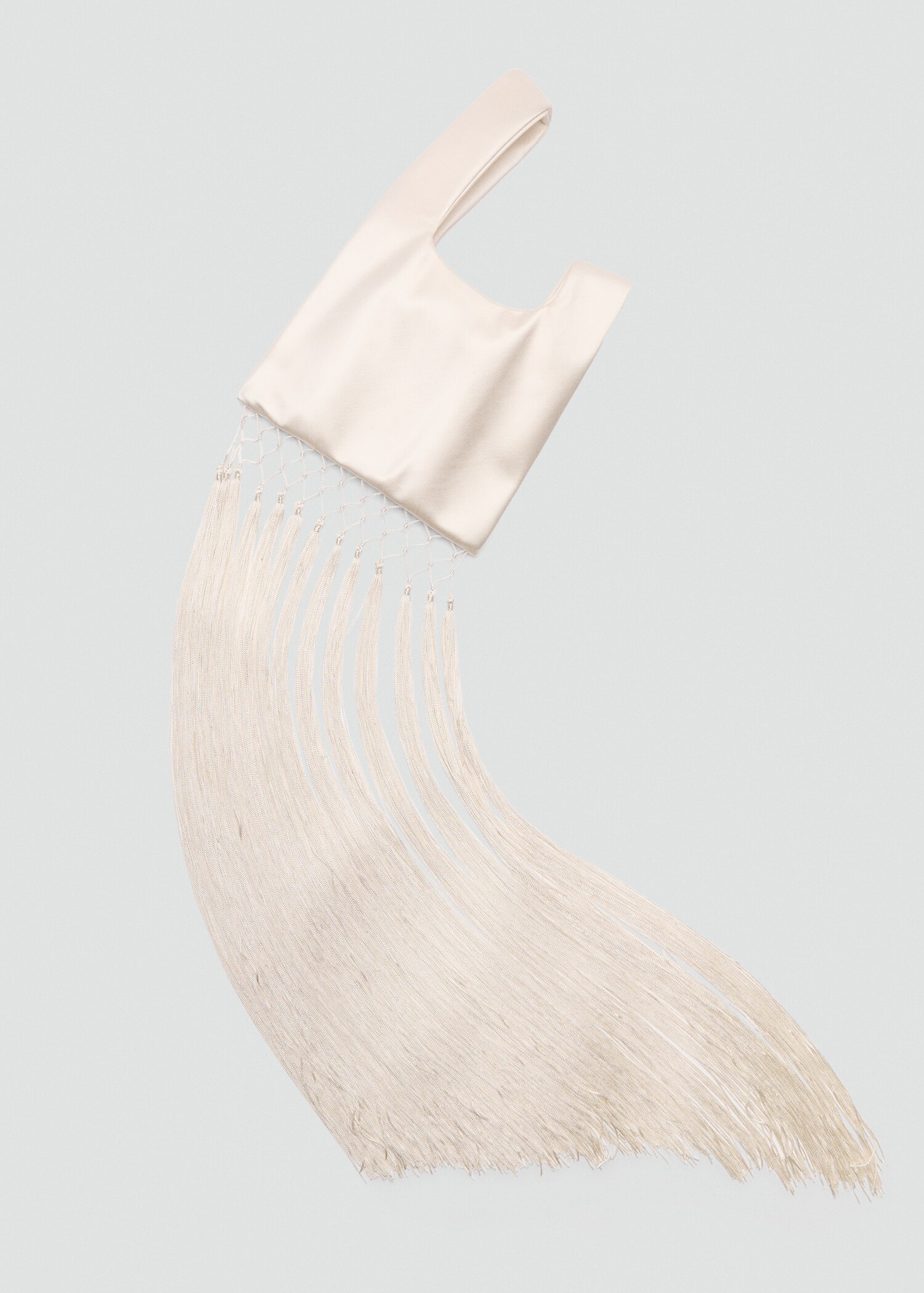 Satin handbag with fringed trim - Details of the article 4