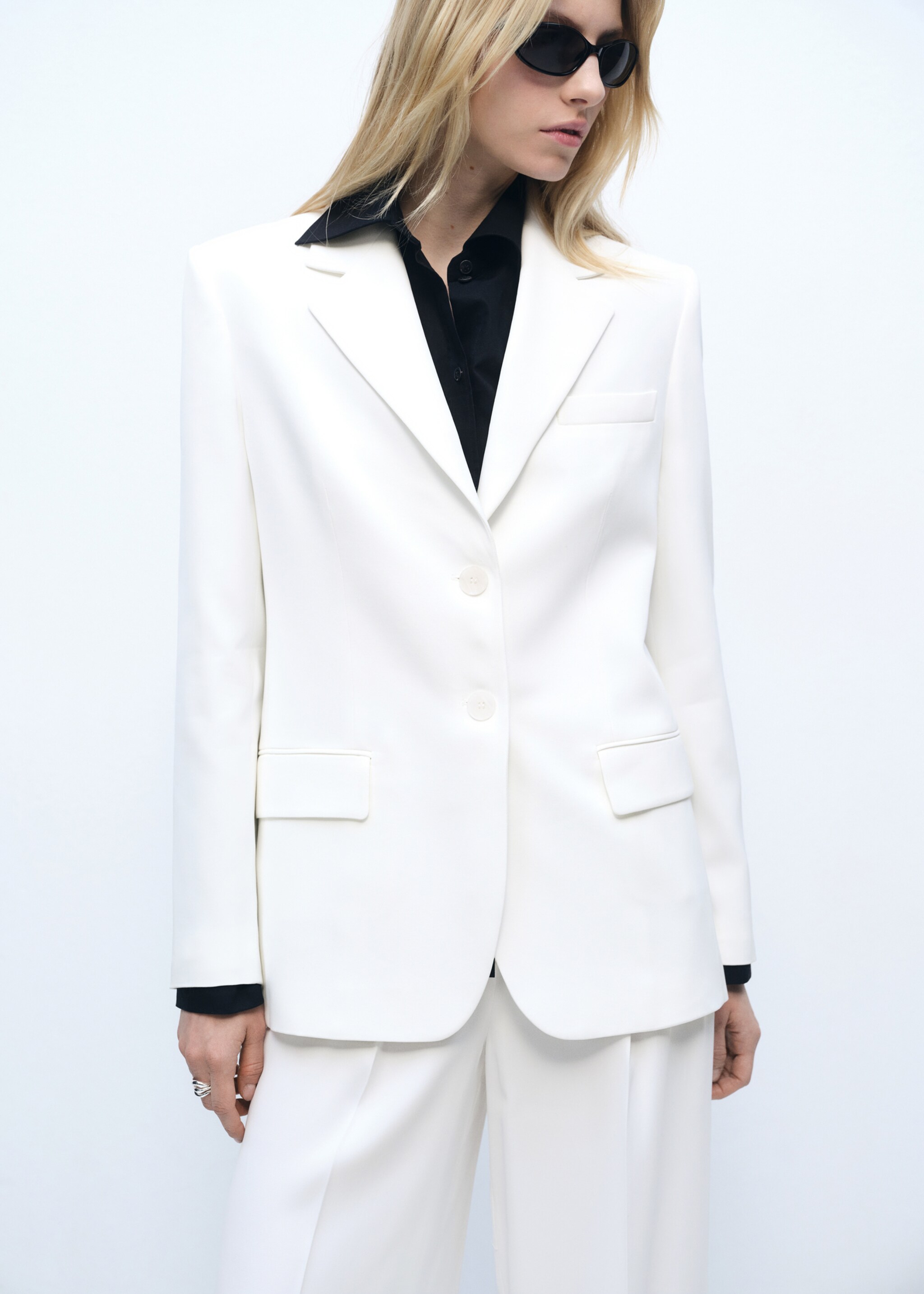Straight button suit blazer - Medium plane, White. Ref: 87066373-00.
