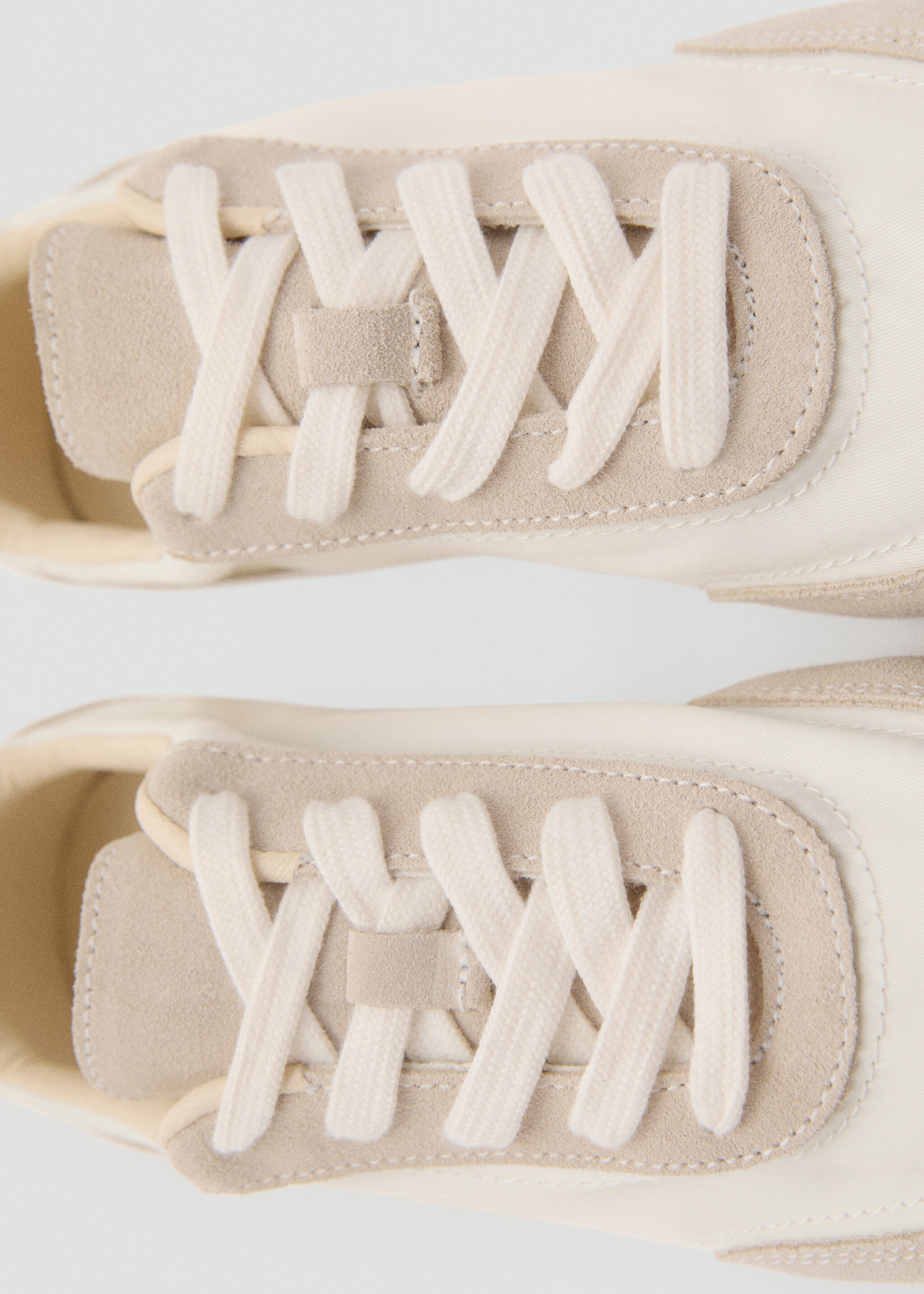 Lace-up suede sneakers - Details of the article 3, White. Ref: 87066710-00.
