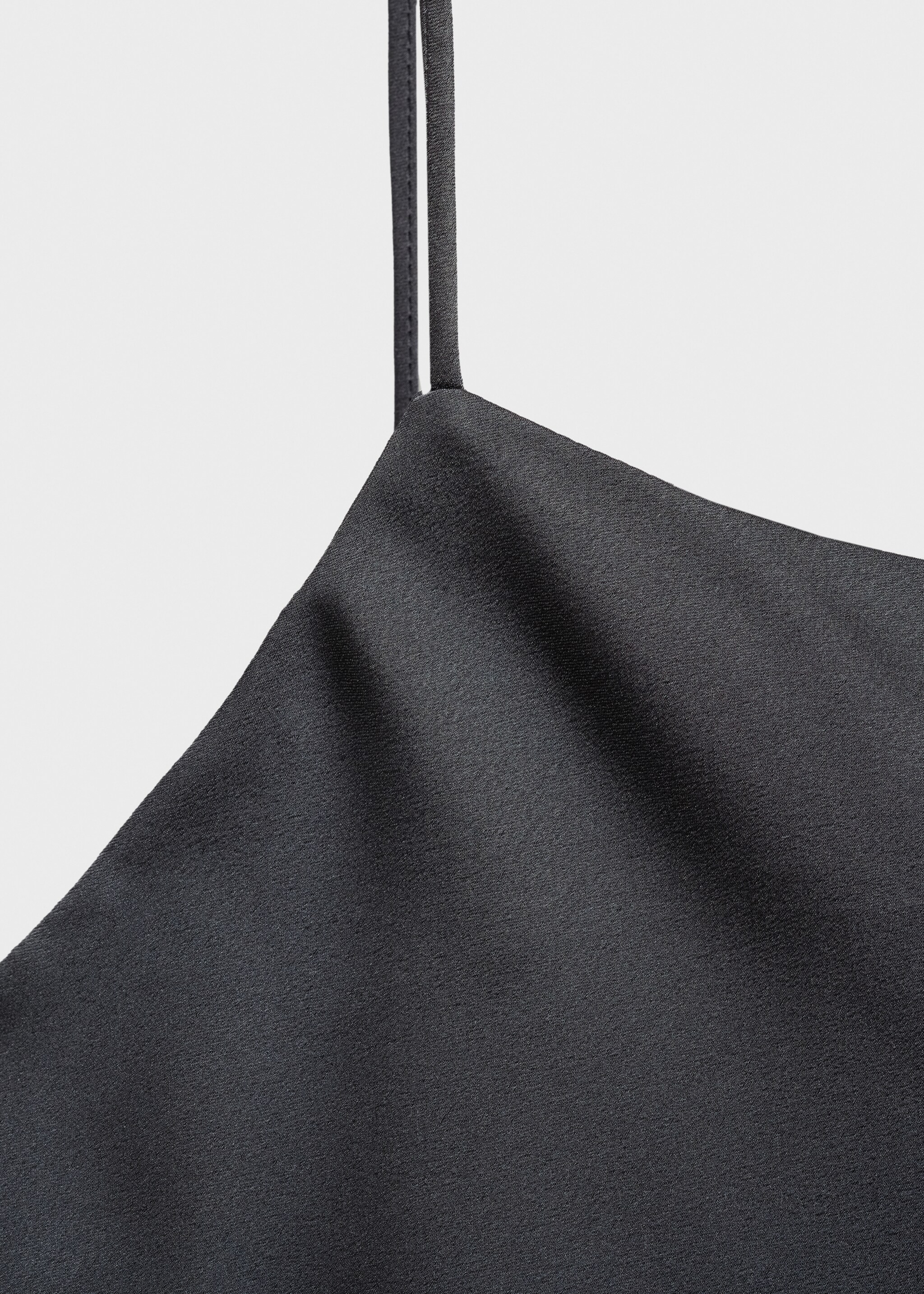 Satin nightgown with straps - Details of the article 8, Dark Grey. Ref: 87066713-00.