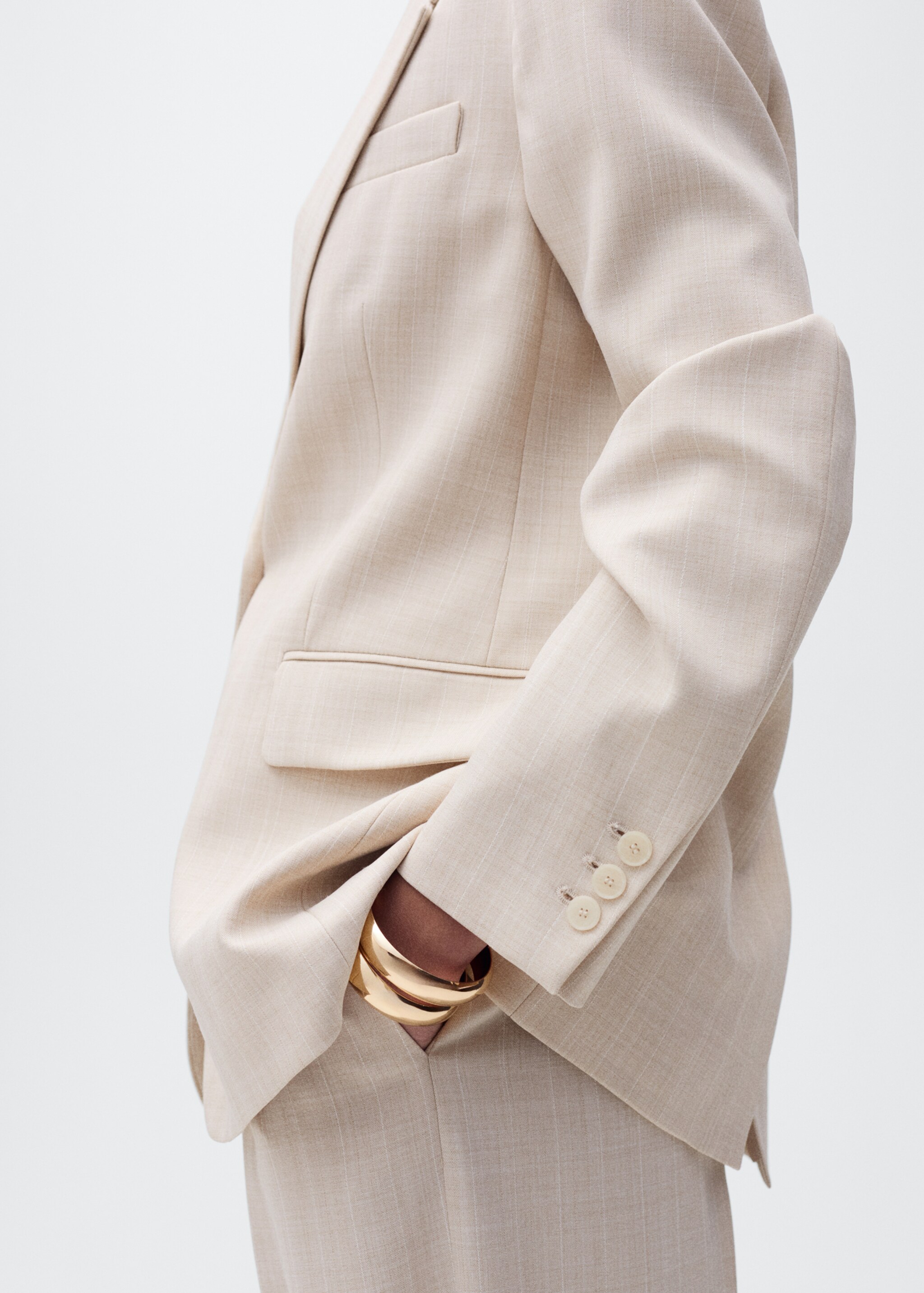 Structured suit blazer - Details of the article 1, Nude. Ref: 87066715-00.
