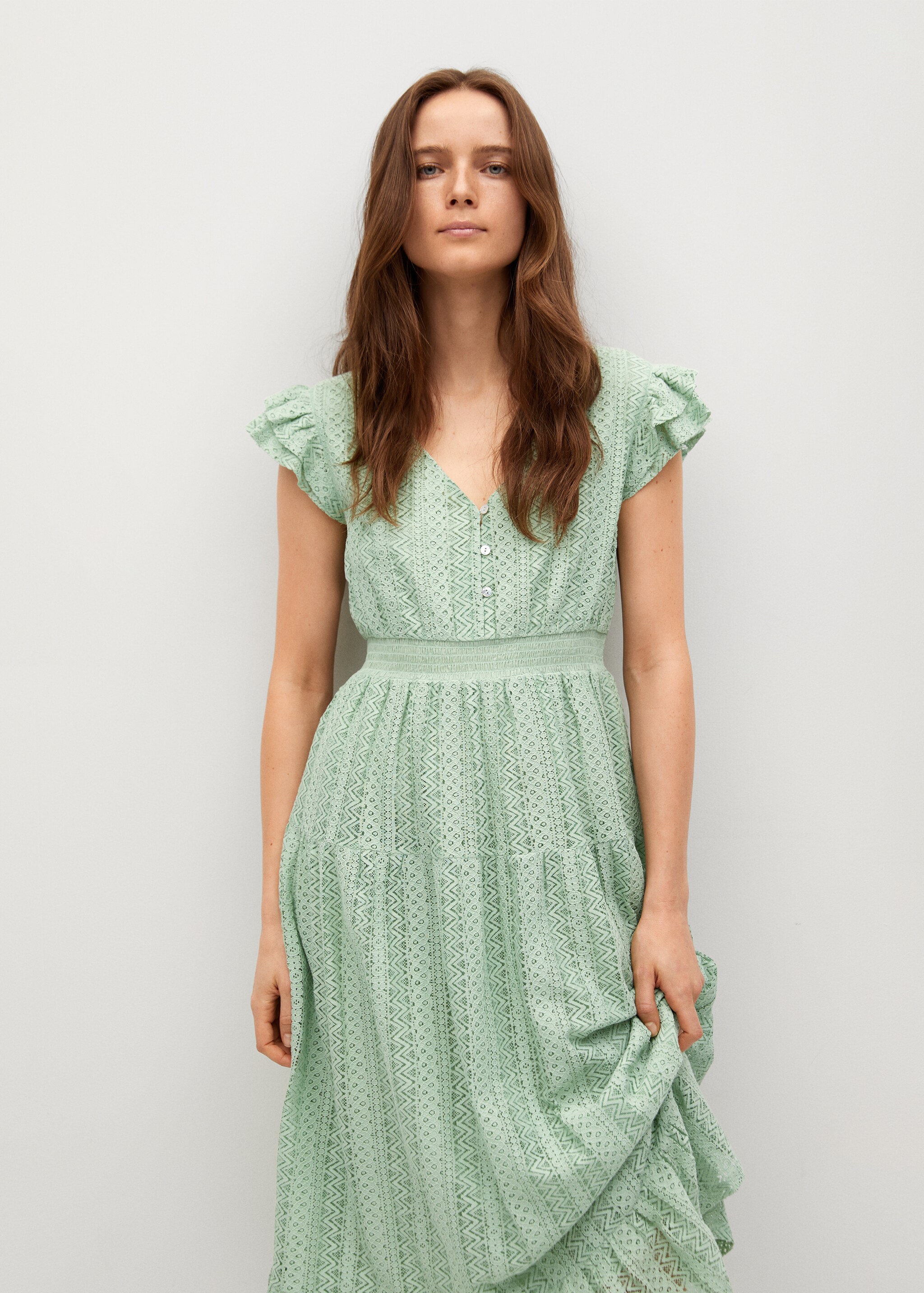 Vestido algodón orgánico calado - Plano medio