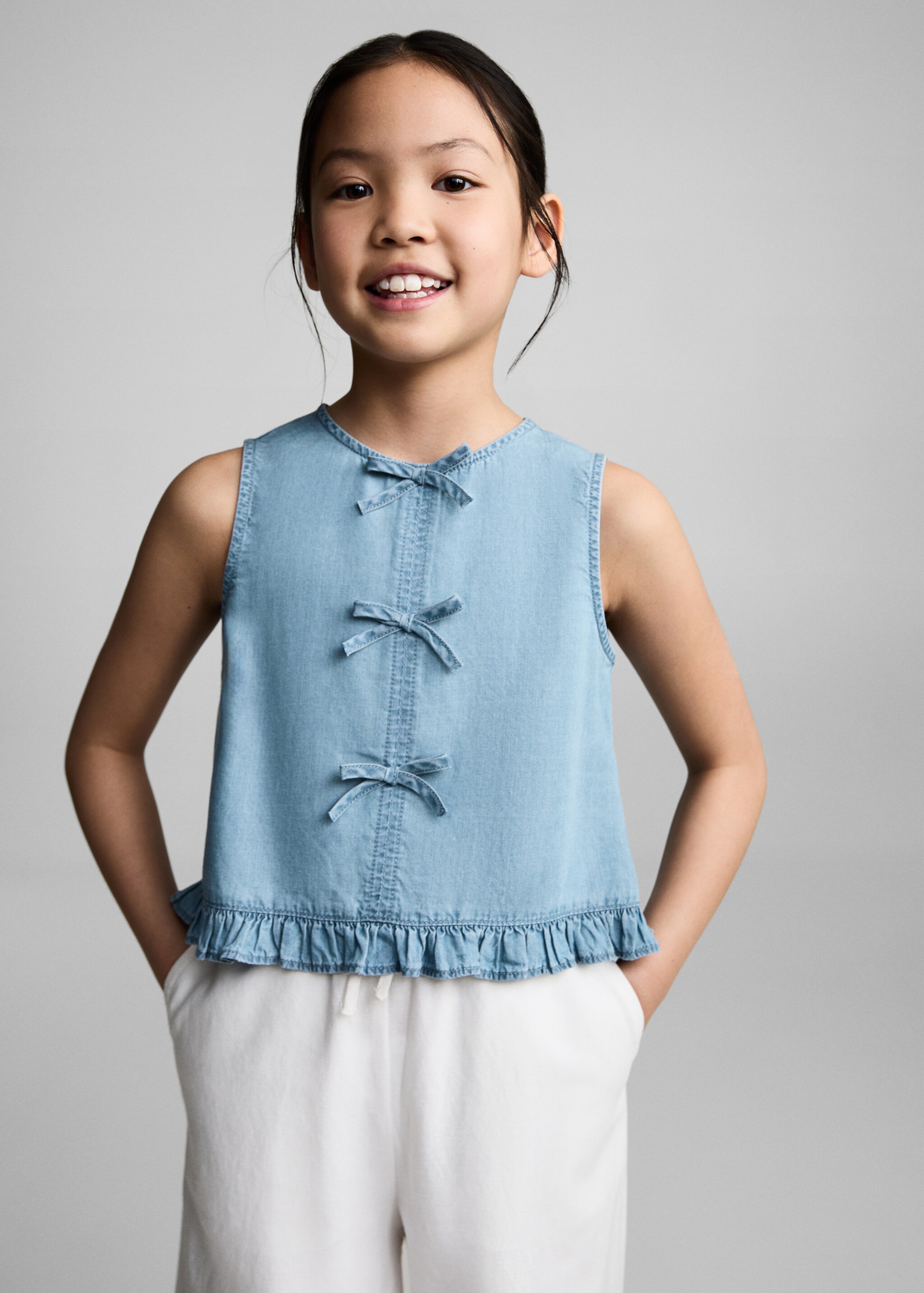 Bows fluid blouse - Medium plane, Medium Blue. Ref: 87067164-00.