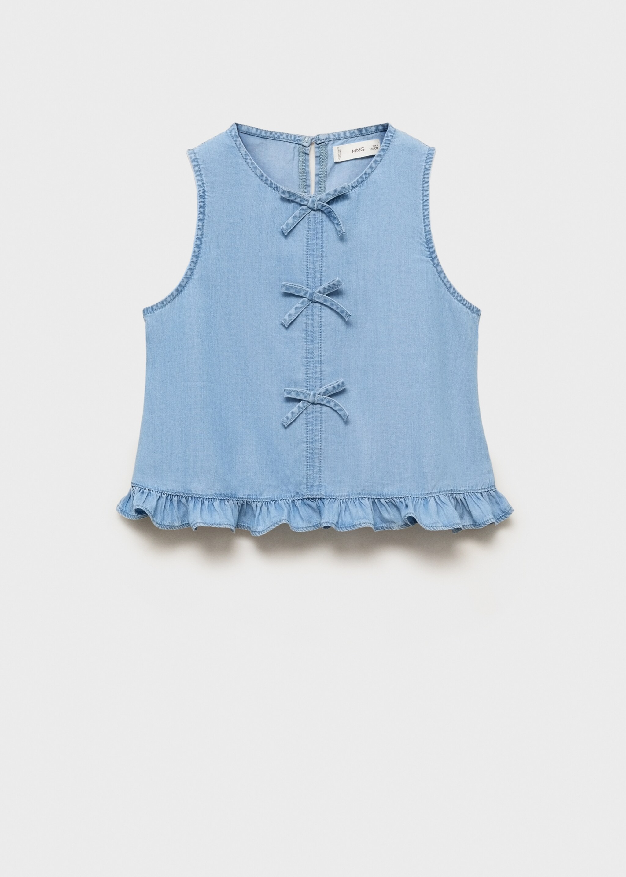 Bows fluid blouse - Article without model, Medium Blue. Ref: 87067164-00.