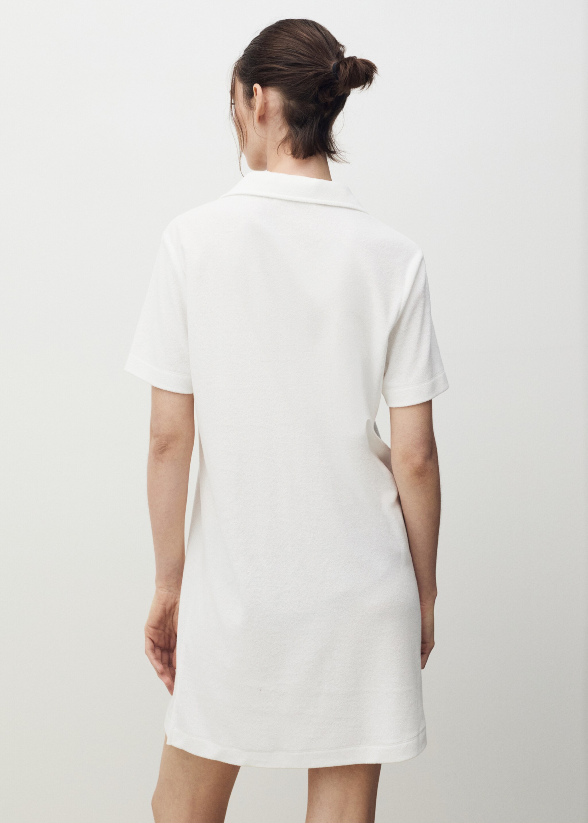 Terry cotton nightdress - Reverse of the article, White. Ref: 87067169-00.