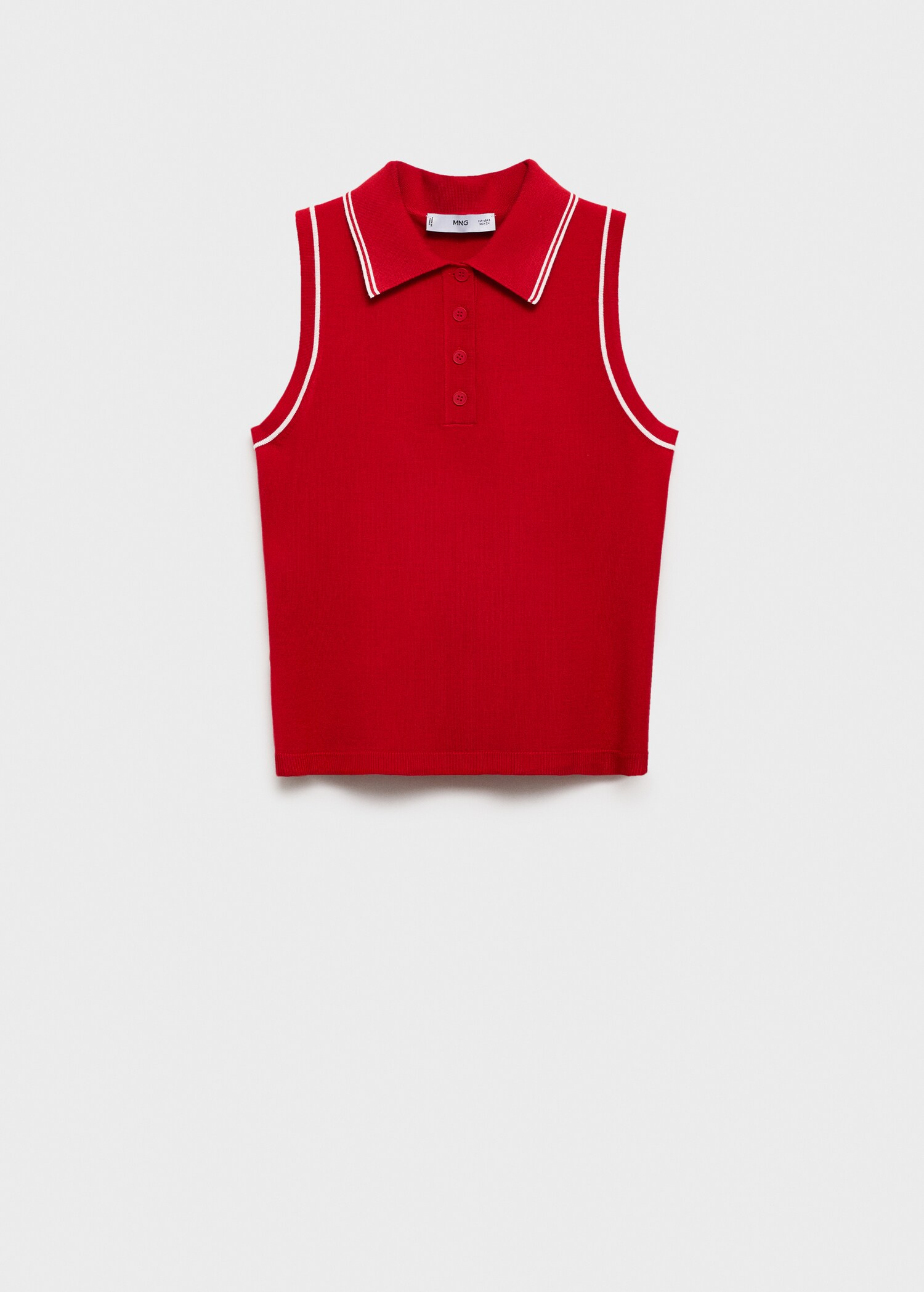 Polo-neck knitted top with contrasting trims - Article without model