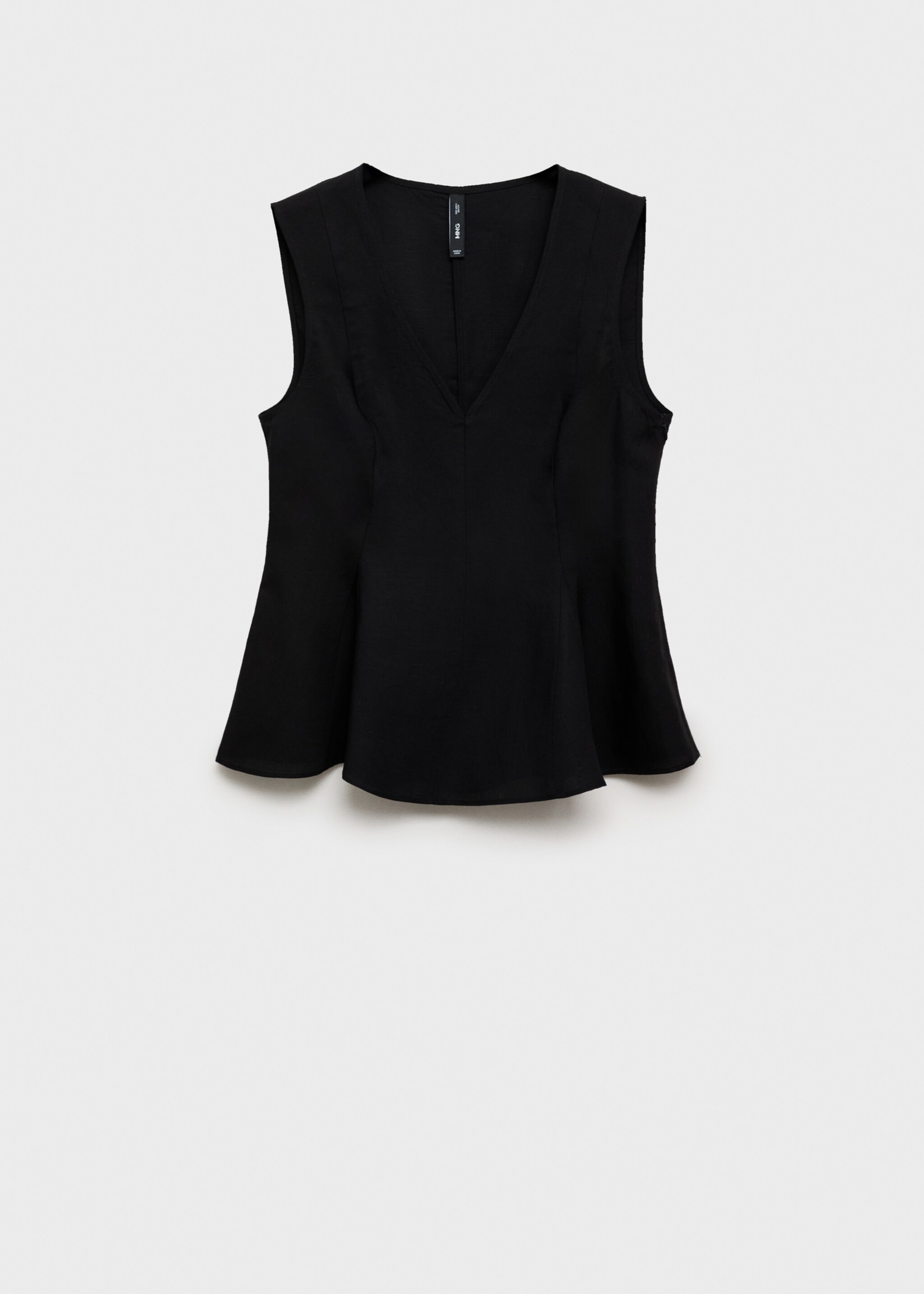 Top peplum mezcla lino - Artículo sin modelo, Negro. Ref: 87067179-00.