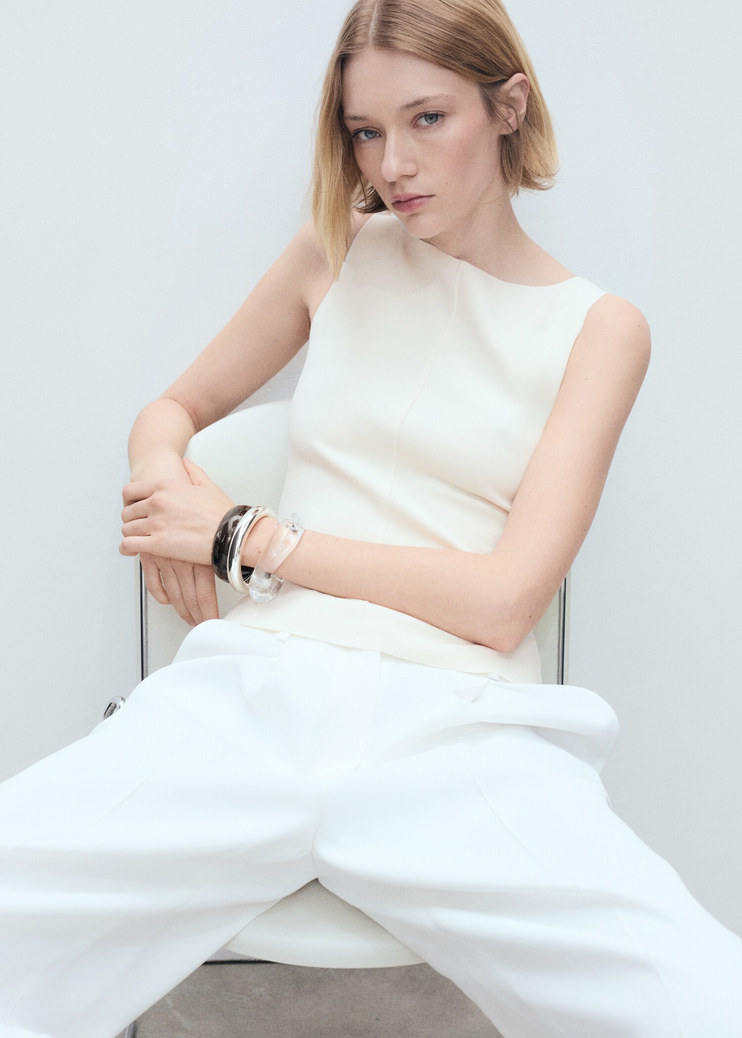 Boat-neck knitted top - Medium plane