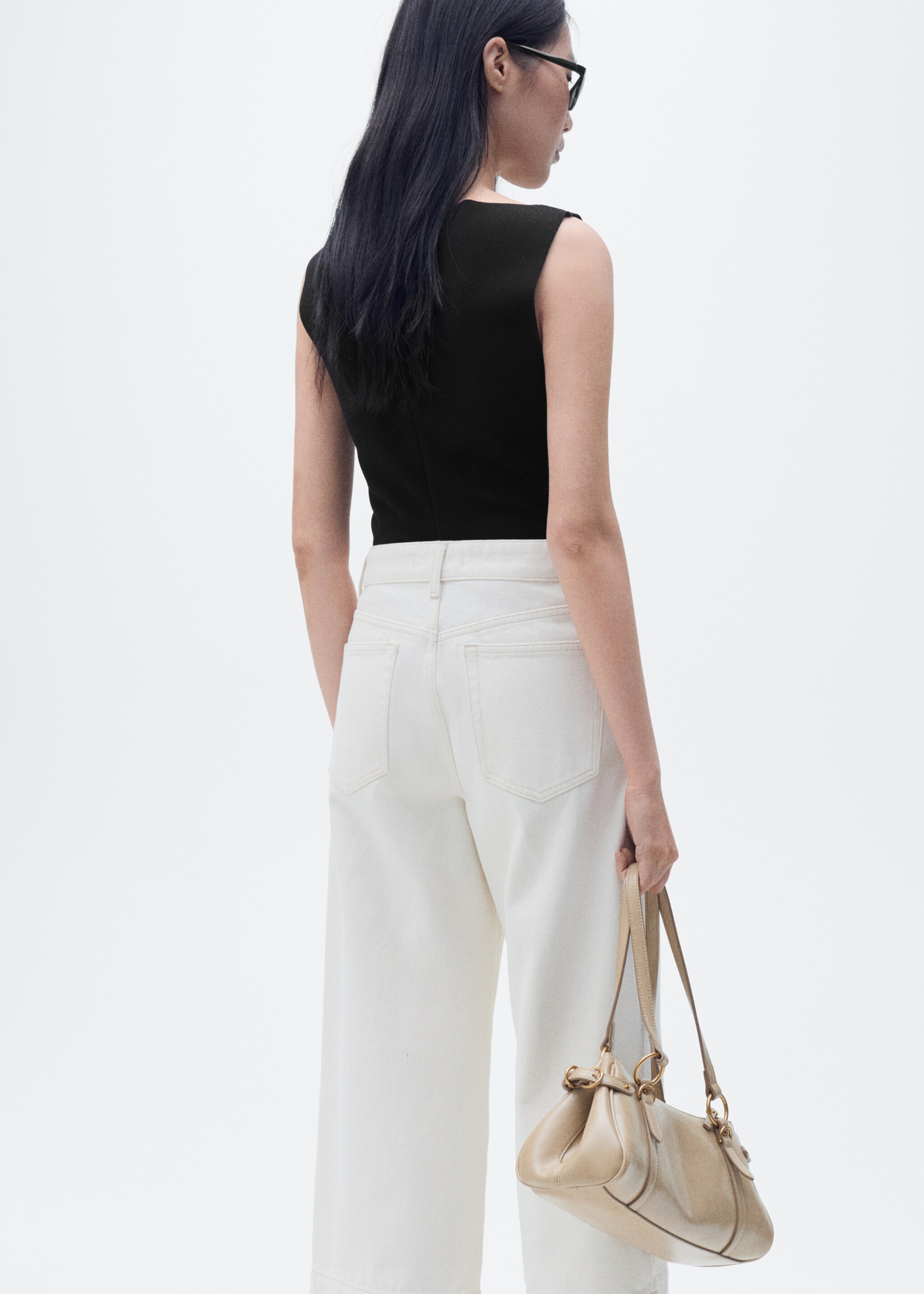 Boat-neck knitted top - Reverse of the article, Black. Ref: 87067180-00.