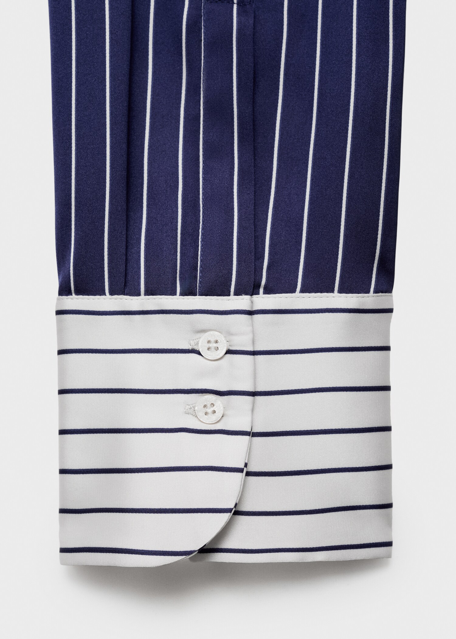 Satin shirt with combined stripes - Details of the article 0