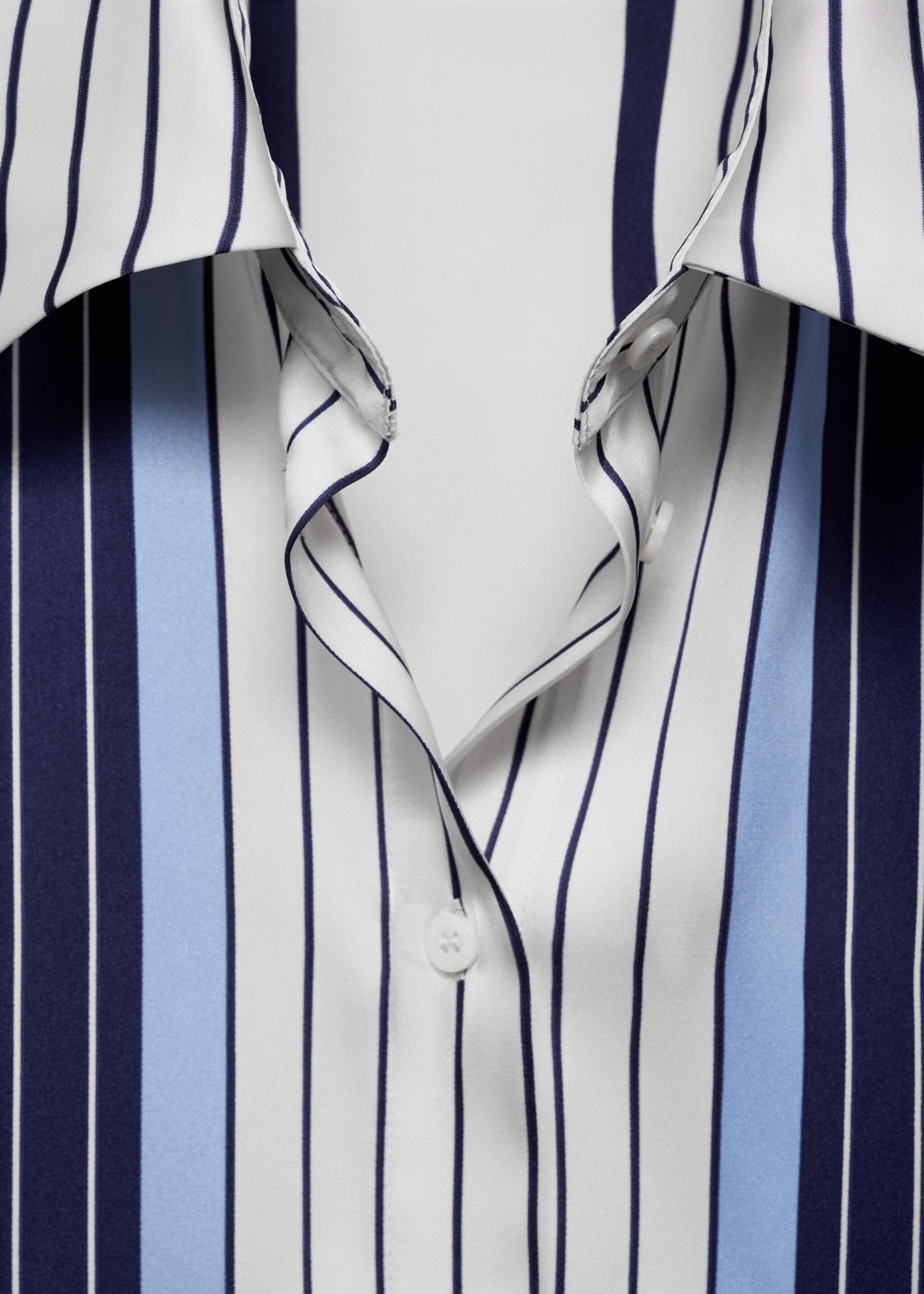 Satin shirt with combined stripes - Details of the article 8, Blue. Ref: 87067193-00.