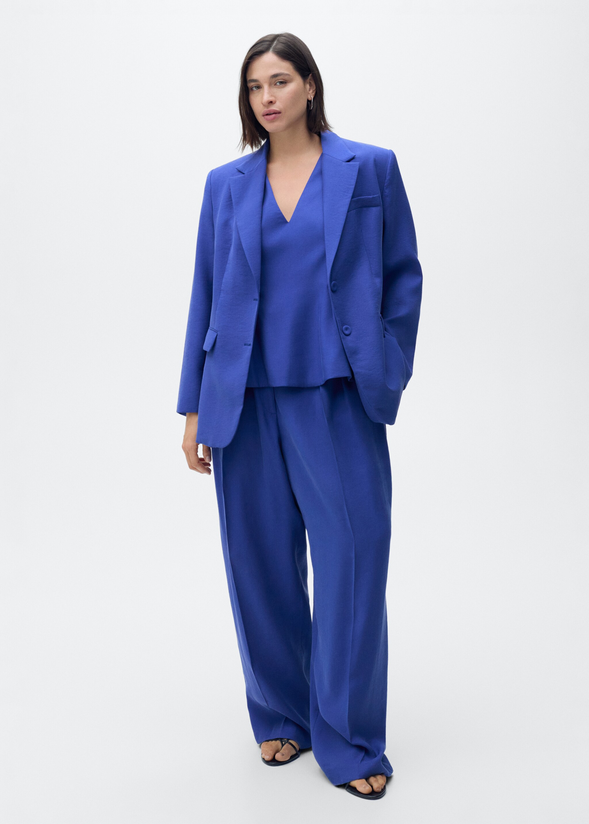 Structured suit blazer - Details of the article 3, Blue. Ref: 87067194-00.