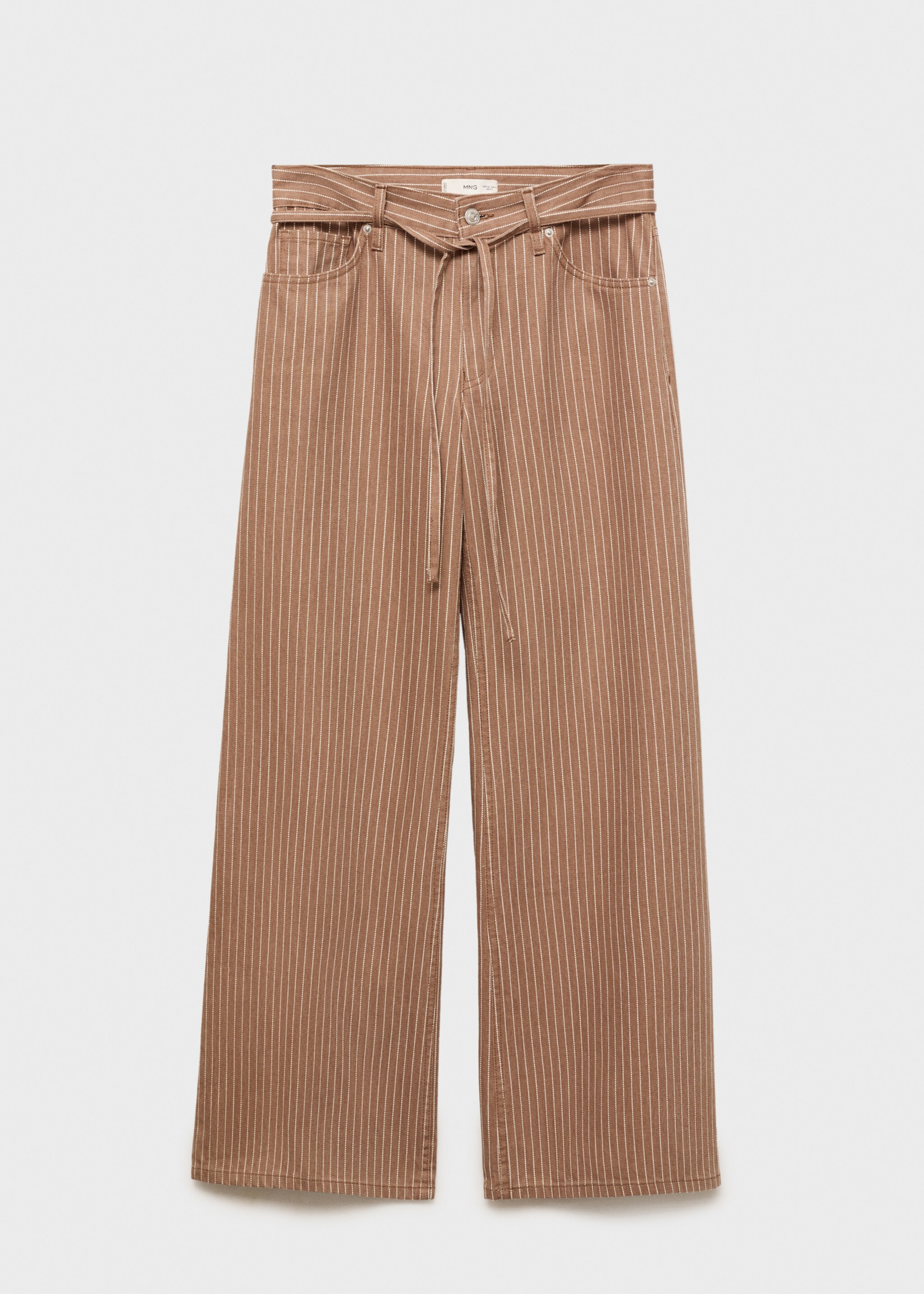 Wide leg jeans with stripes and belt - Article without model, Medium Brown. Ref: 87067718-00.