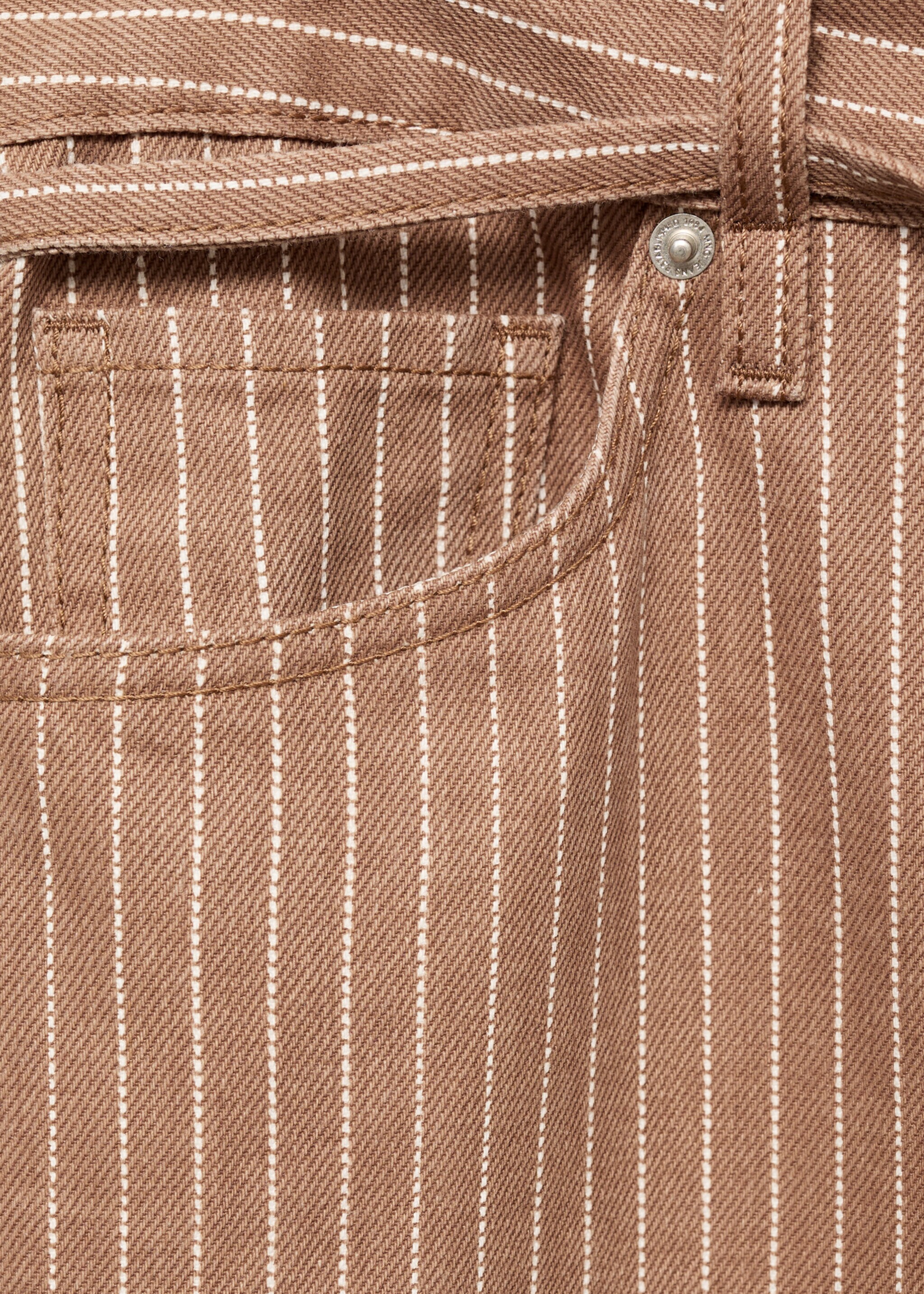 Wide leg jeans with stripes and belt - Details of the article 0, Medium Brown. Ref: 87067718-00.