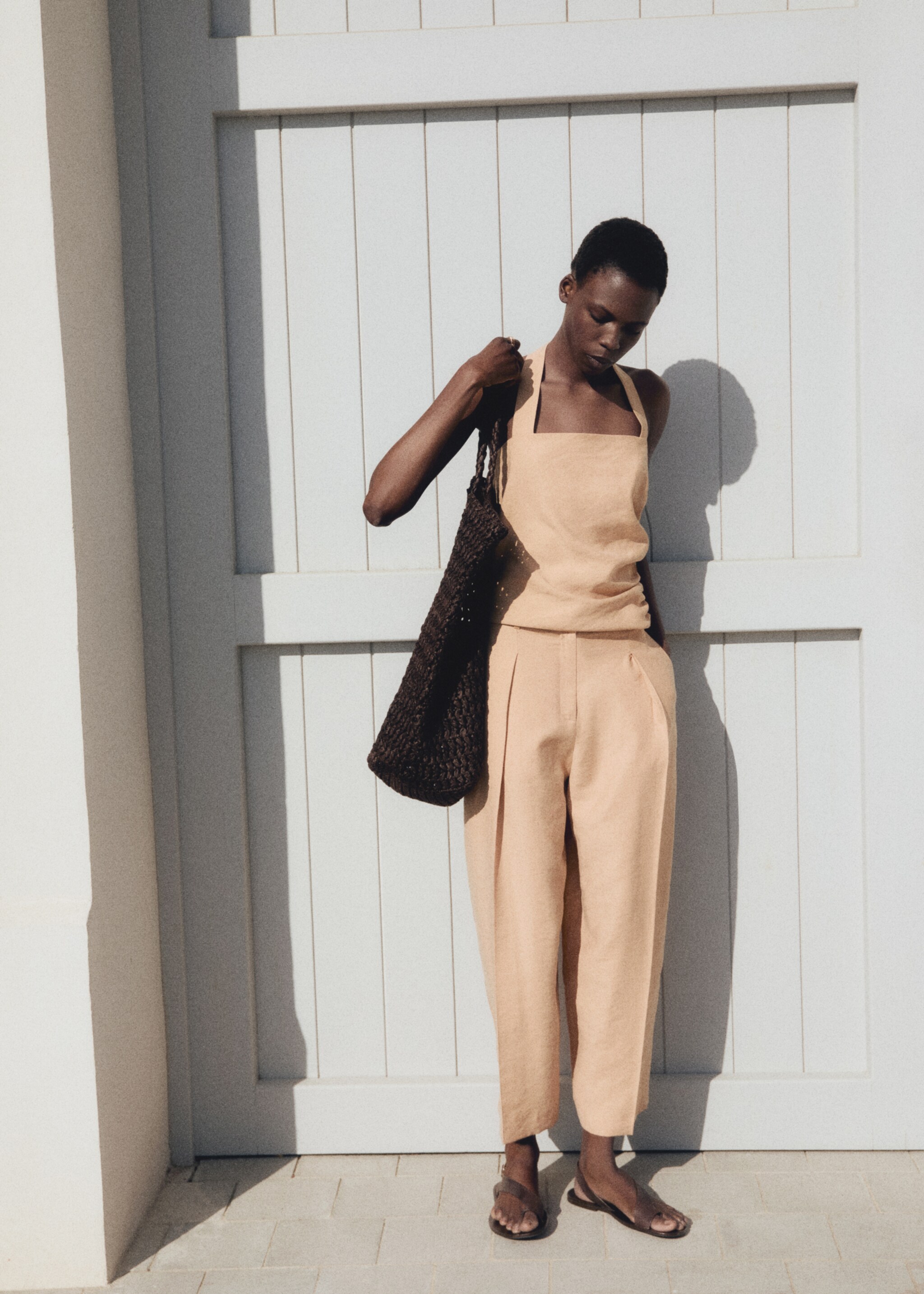 Lyocell top with gathered detail - Details of the article 6, Nude. Ref: 87067719-00.