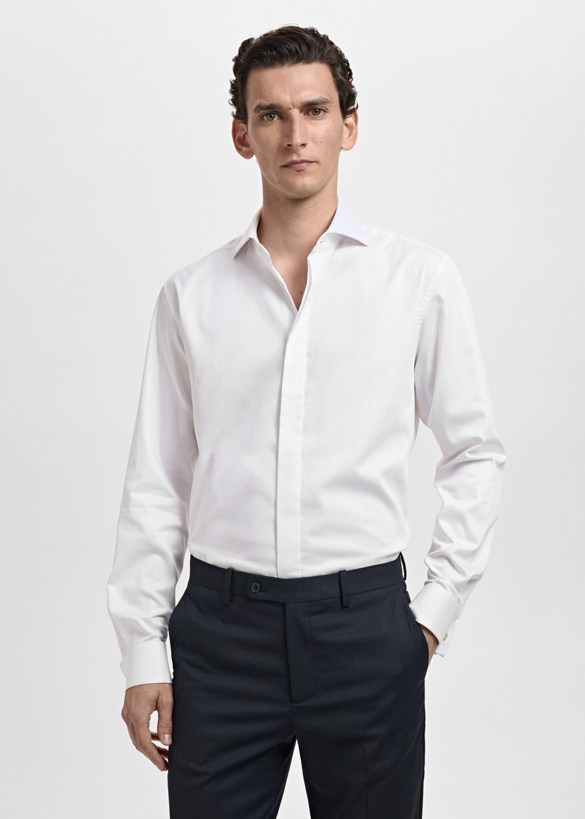 100% cotton slim-fit suit shirt - Medium plane, White. Ref: 87067887-00.