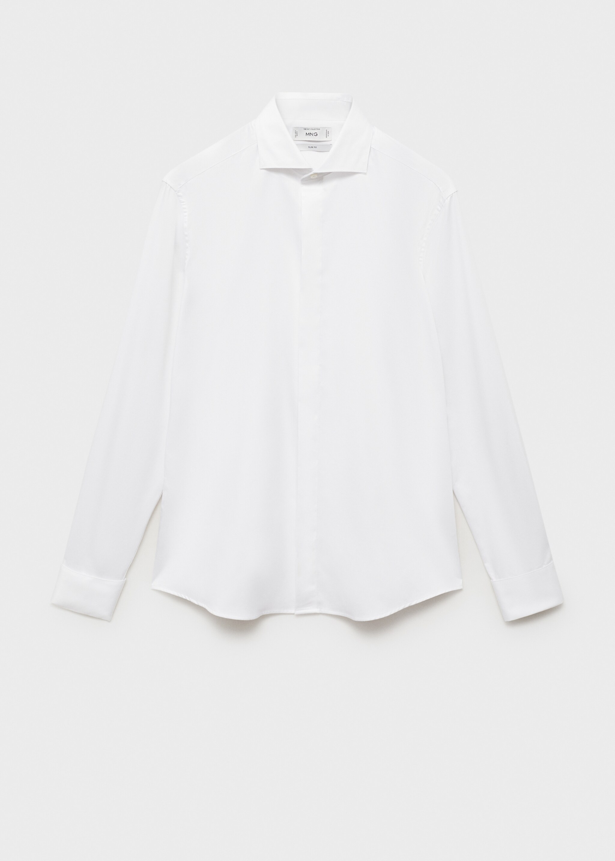 100% cotton slim-fit suit shirt - Article without model, White. Ref: 87067887-00.