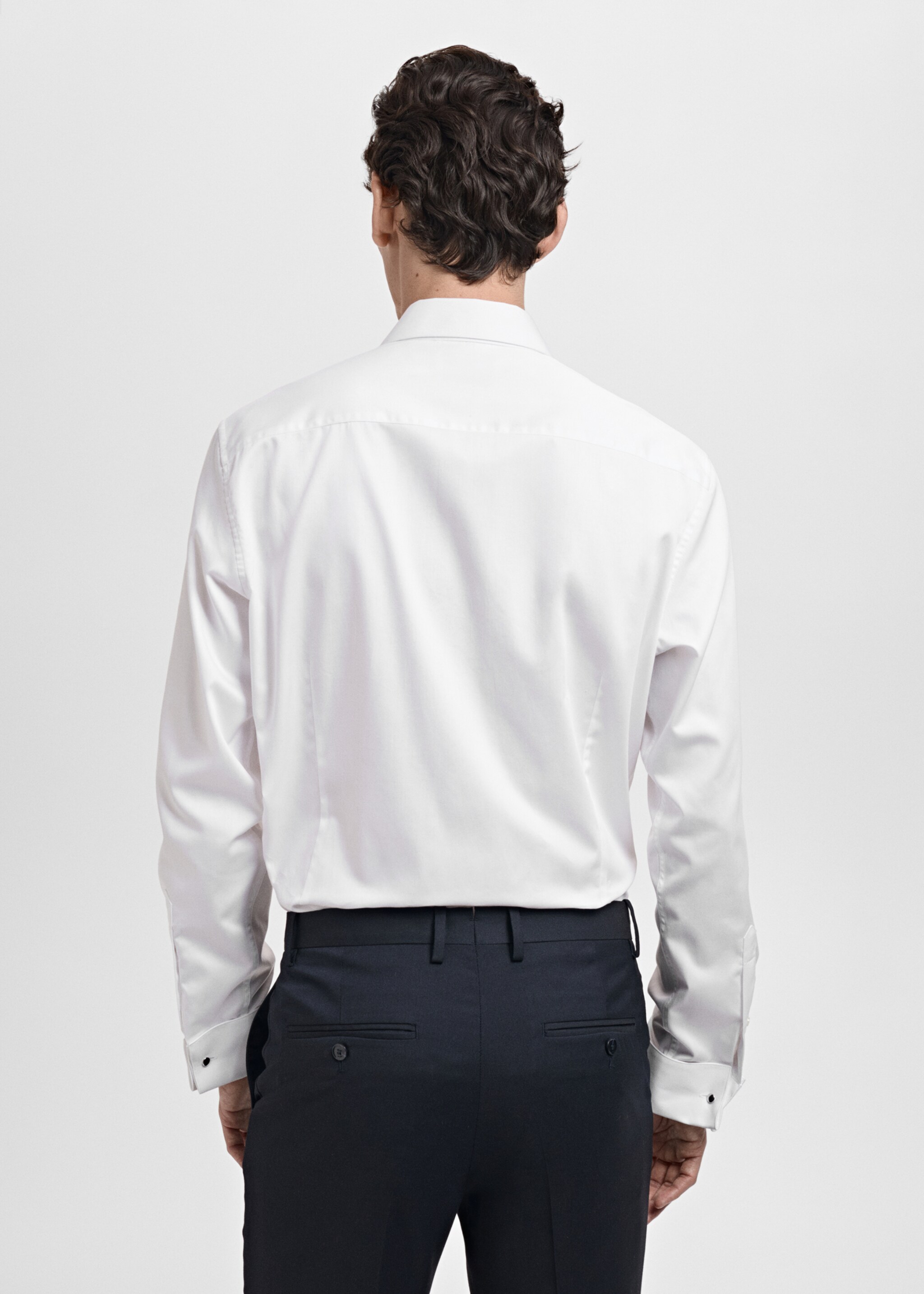 100% cotton slim-fit suit shirt - Reverse of the article, White. Ref: 87067887-00.